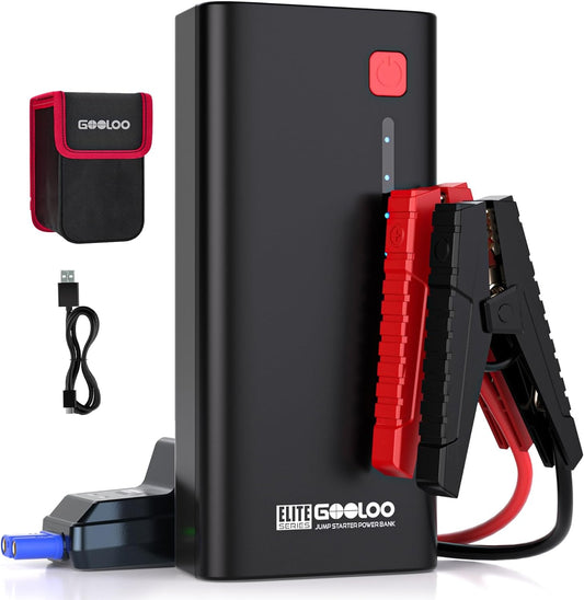 GOOLOO Jump Starter GE1200 2000A Peak Portable Jump Starter Battery Pack for up to 8.0L Gas or 6.0L Diesel Engine with USB Quick Charge and LED Light, Supersafe 12V Lithium Car Starter