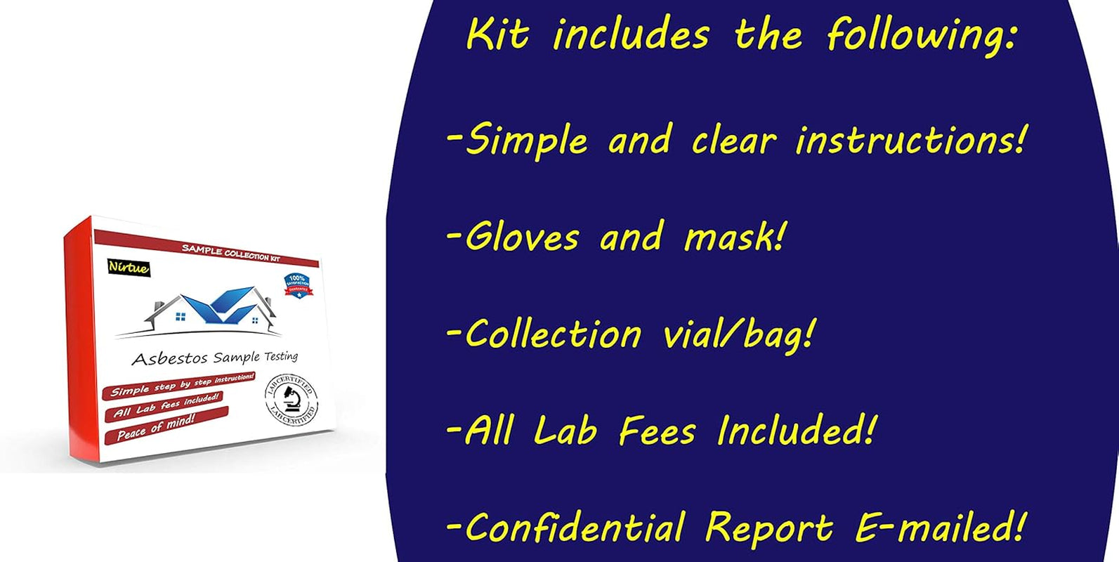Asbestos Test Kit 1 PK- Includes All Lab Fees - Test Popcorn Ceiling, Tile, Insulation, Adhesive, Mastic, Drywall and Other Materials for Asbestos (72Hr Turnaround)