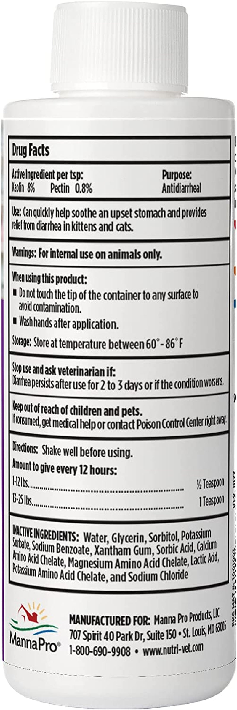Nutri-Vet anti Diarrehea Liquid for Cats | Detodxifying Agent Works against Bacterial Toxins | 4 Ounces