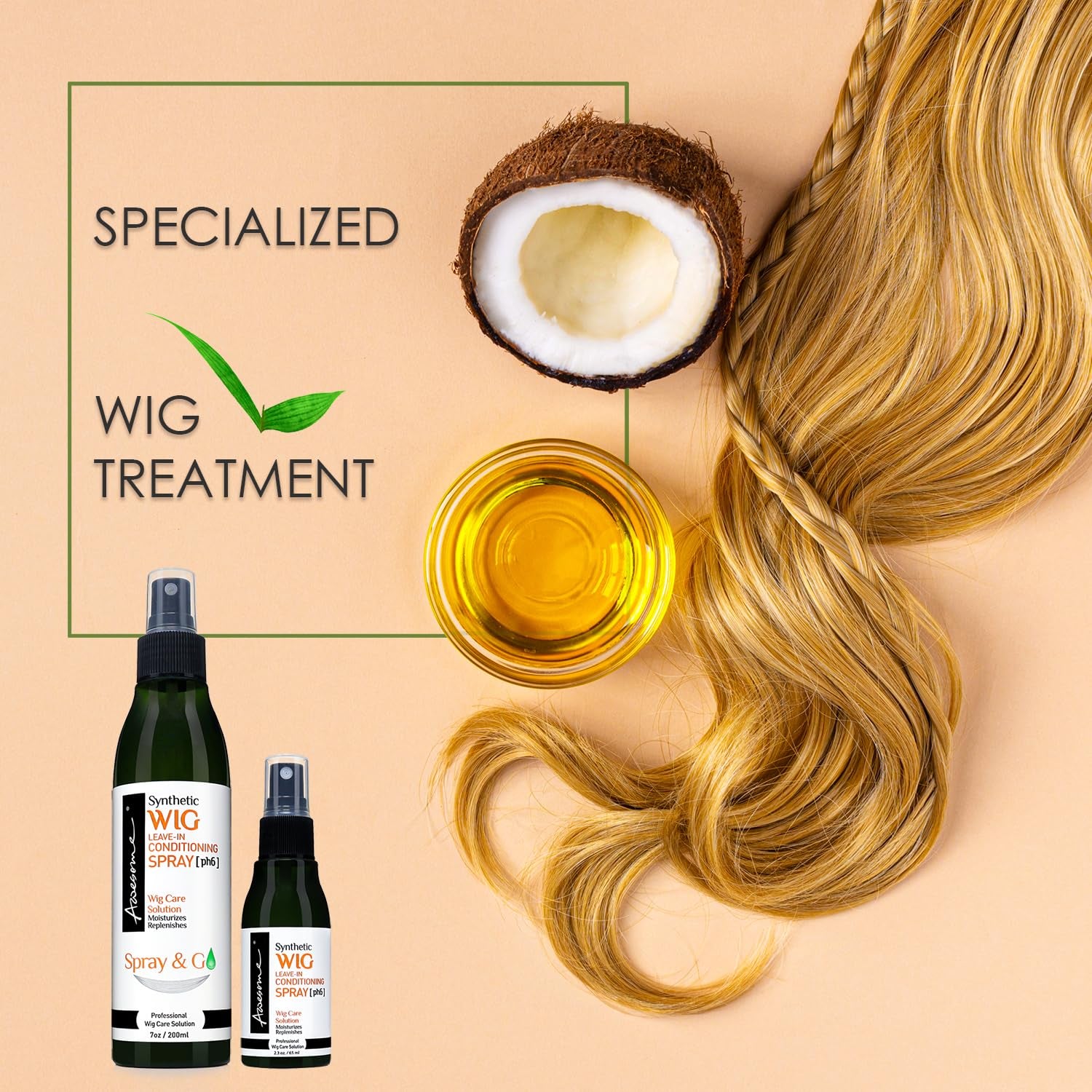 Awesome Synthetic Wig Leave in Conditioner Spray, Ph6, Moisturizes Synthetic Wigs, Travel Size 2.3 Fl Oz