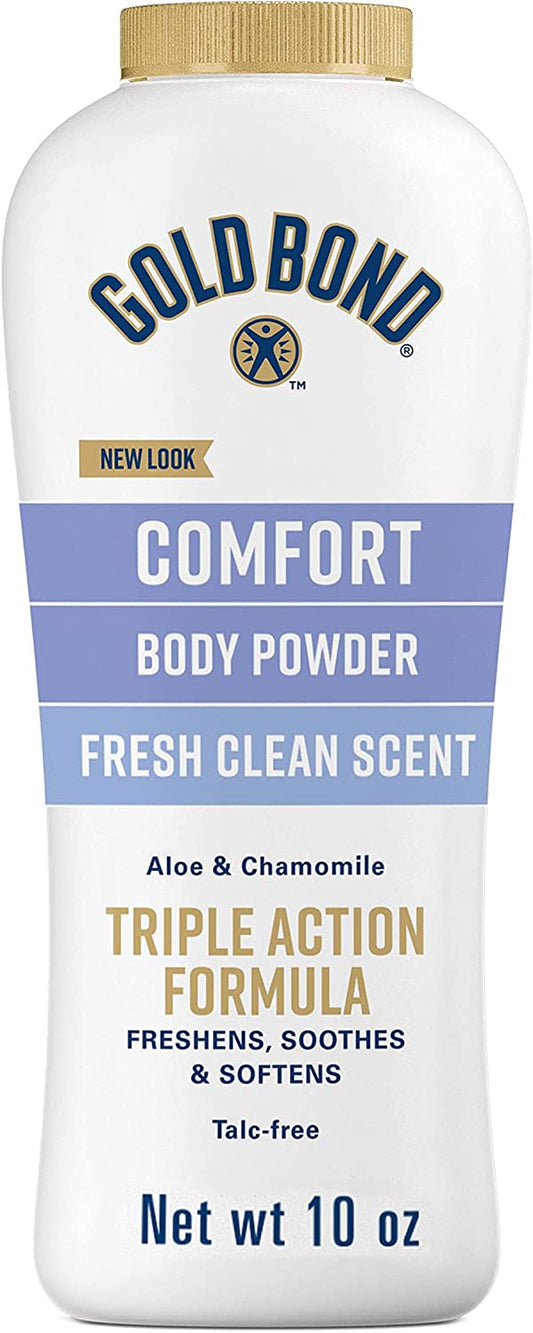 Gold Bond Comfort Body Powder, 10 Oz., Talc-Free, Fresh Clean Scent with Aloe & Chamomile