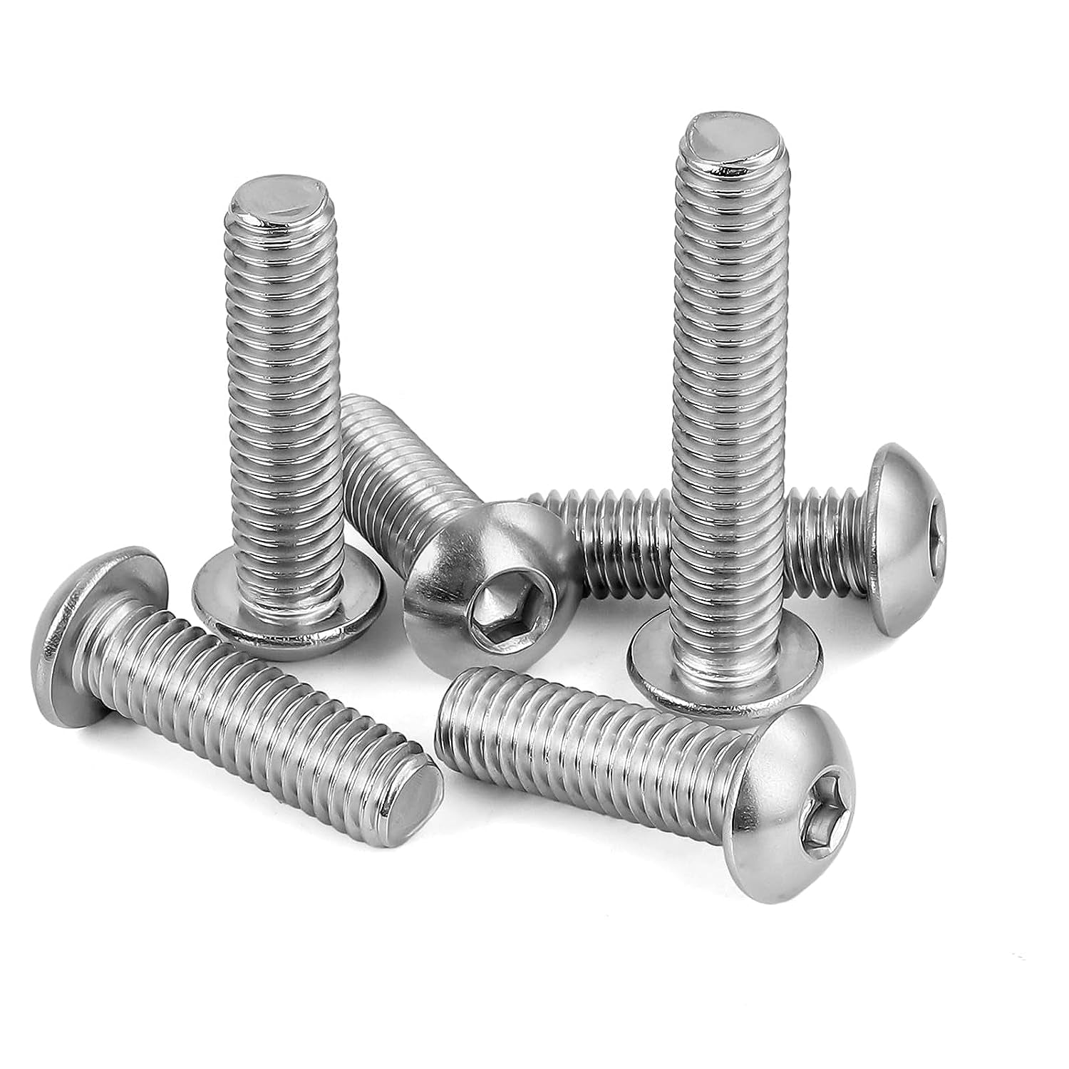 M5-0.8 X 16Mm Button Head Socket Cap Screws, Stainless Steel 18-8 (304), Bright Finish, Fully Threaded, 50 PCS