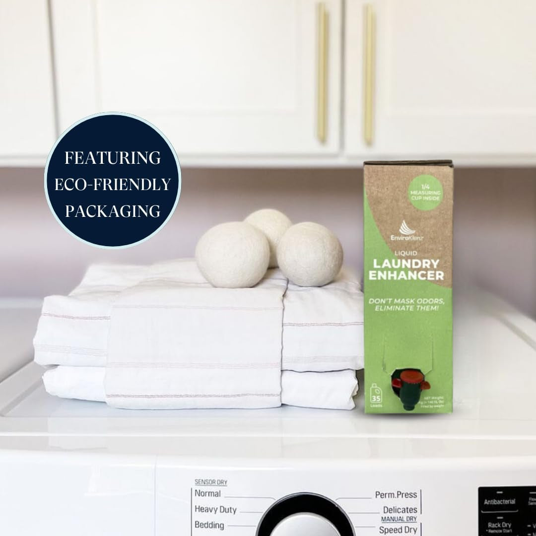 Enviroklenz Liquid Laundry Enhancer Additive (35 Loads) | Removes Chemical, Musty, Sweat and Body, Smoke, Fragrance, Pet Odors, and More | Non Toxic Laundry & Fragrance-Free
