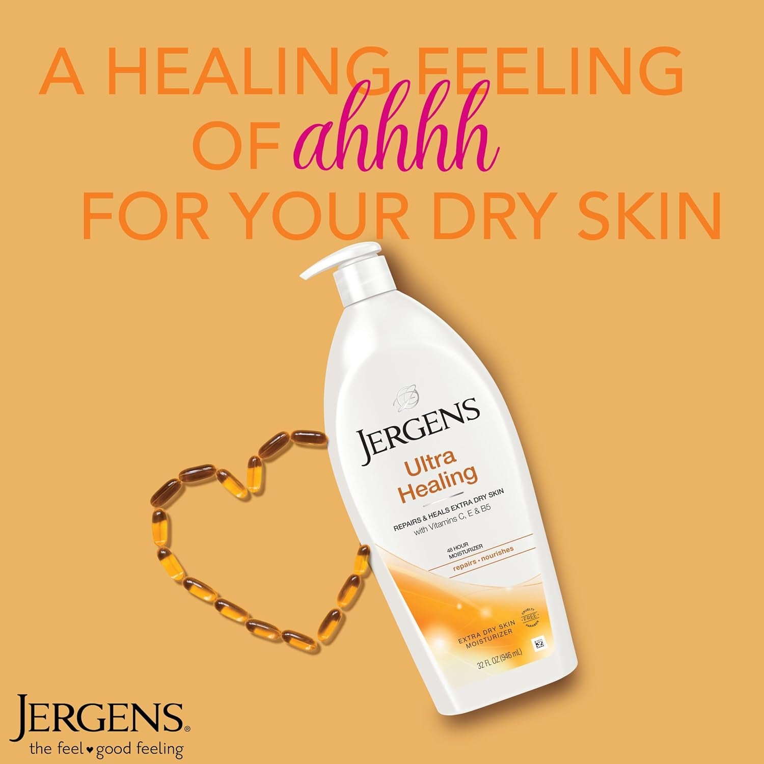 Jergens Ultra Healing Dry Skin Moisturizer, Body and Hand Lotion for Dry Skin, for Quick Absorption into Extra Dry Skin, with HYDRALUCENCE Blend, Vitamins C, E, and B5, 32 Ounce