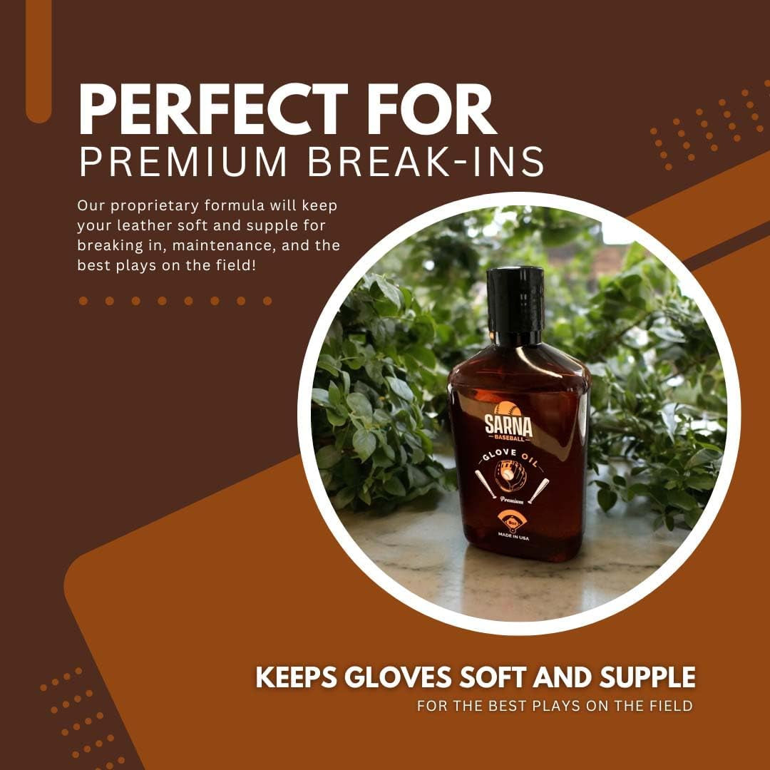 Softball Glove Oil - Softens, Hydrates, and Break-In Baseball Gloves and Softball Mitts by Increasing Flexibility - Great for Breaking in New Equipment (8.0 Oz) - Made in USA