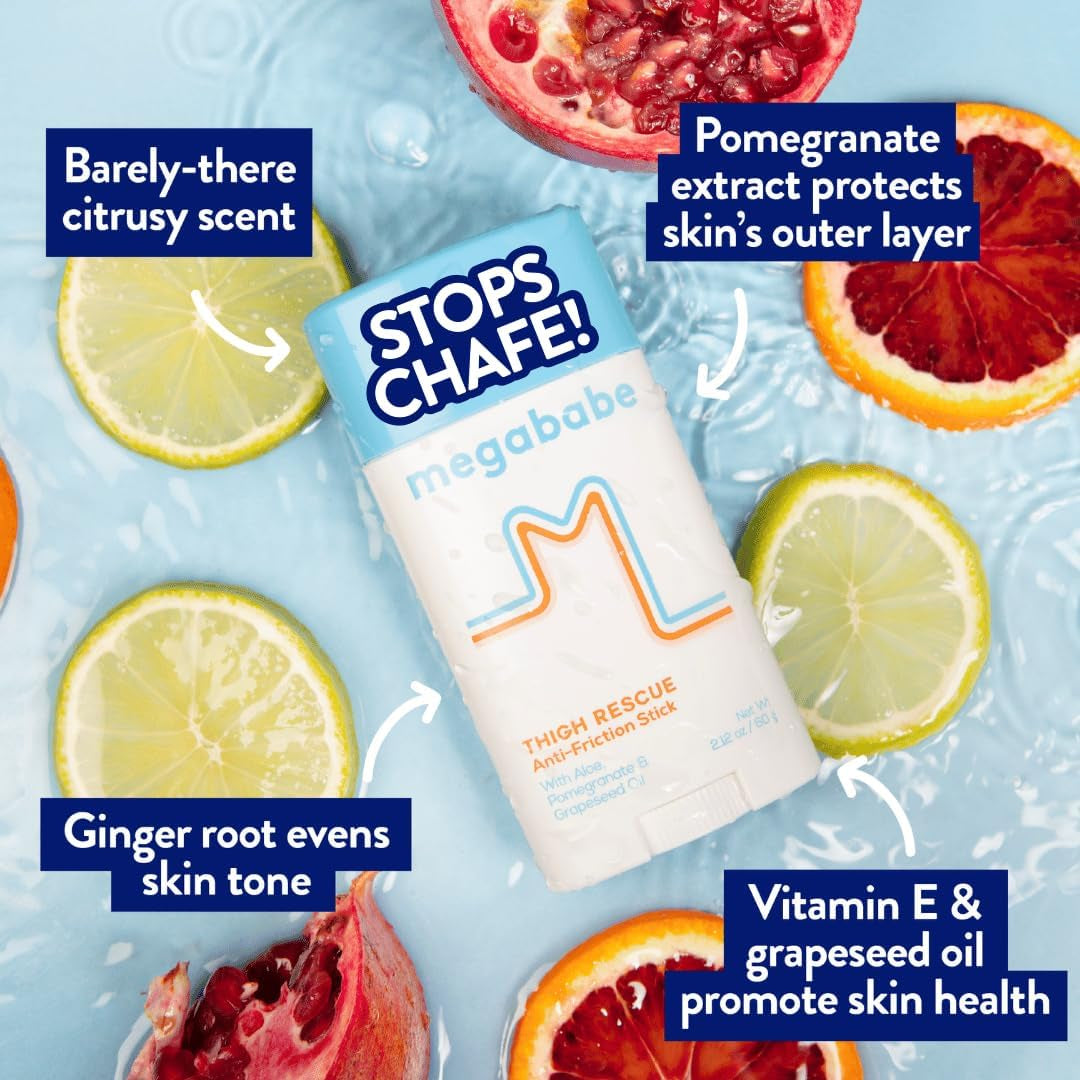 Megababe Thigh Rescue Anti-Chafe Stick | Prevents Skin Chafe & Irritation | Thighs, Arms, Bra-Lines & More