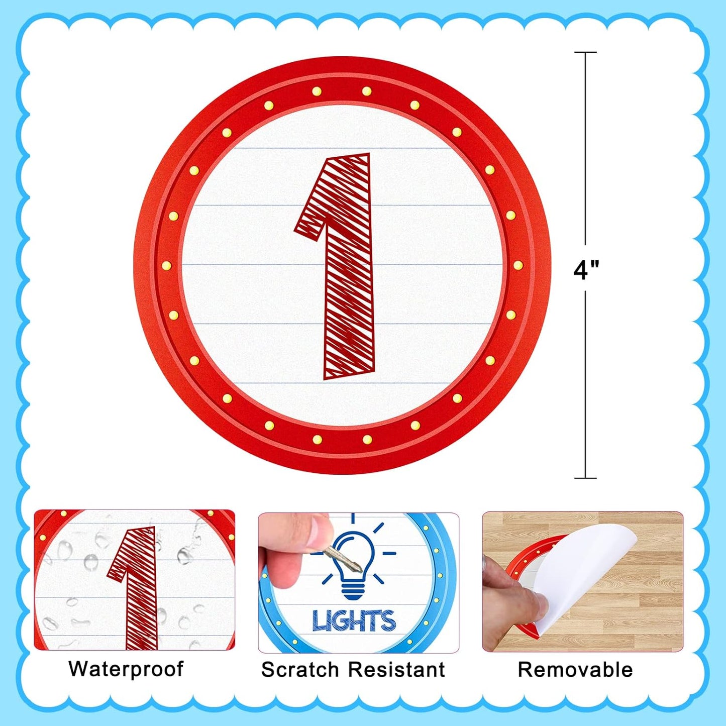 Facraft Line up Spots for Classroom Floor - 36Pcs Classroom Line-Up Stickers Number Spot Stickers Markers for Teacher Kindergarten Preschool Elementary Classroom