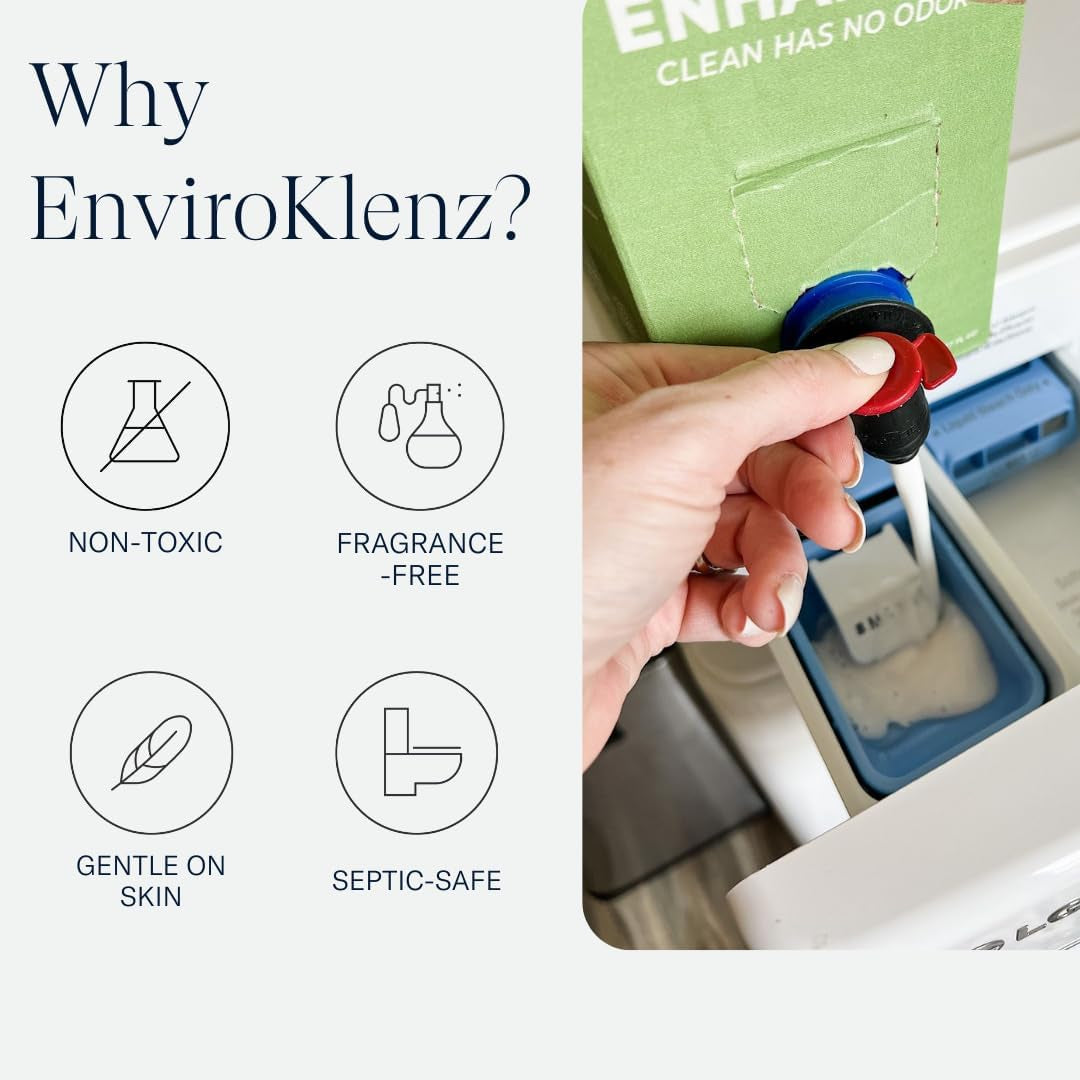 Enviroklenz Liquid Laundry Enhancer Additive (35 Loads) | Removes Chemical, Musty, Sweat and Body, Smoke, Fragrance, Pet Odors, and More | Non Toxic Laundry & Fragrance-Free