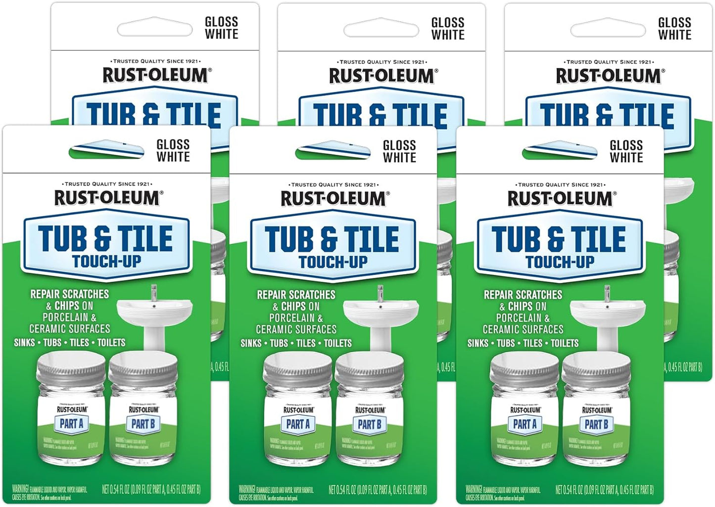 Rust-Oleum 244166-6PK Tub & Tile Touch up Paint, 6 Pack, White