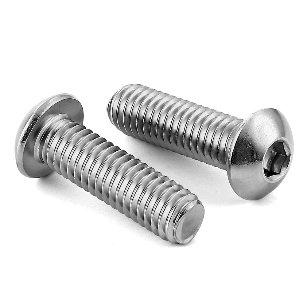 M5-0.8 X 16Mm Button Head Socket Cap Screws, Stainless Steel 18-8 (304), Bright Finish, Fully Threaded, 50 PCS