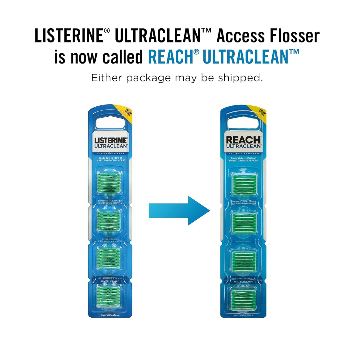 REACH Listerine Ultraclean Access Flosser Refill Heads, Mint, Plaque Remover, Shred Resistant, Easy on Gums & Teeth, Hard to Reach Dental Floss Heads, Oral Care, for Adults & Kids 28 Ct, 1 Pack