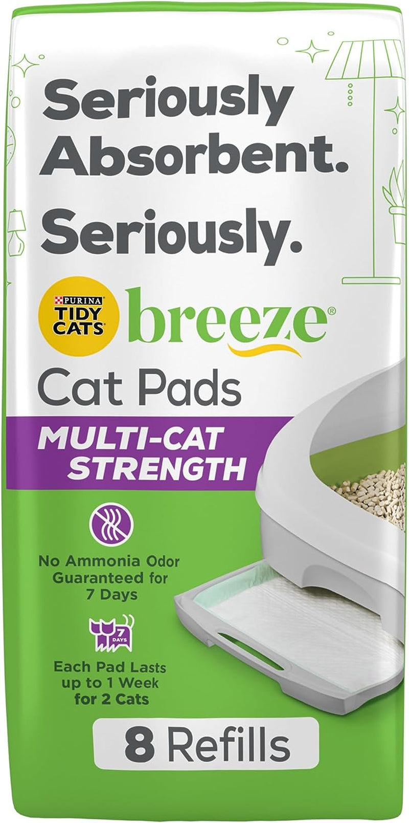 Purina Tidy Cats Cat Litter Breeze Pads Refill Pack Multi Cat Litter Pads - 8 Ct. Bags