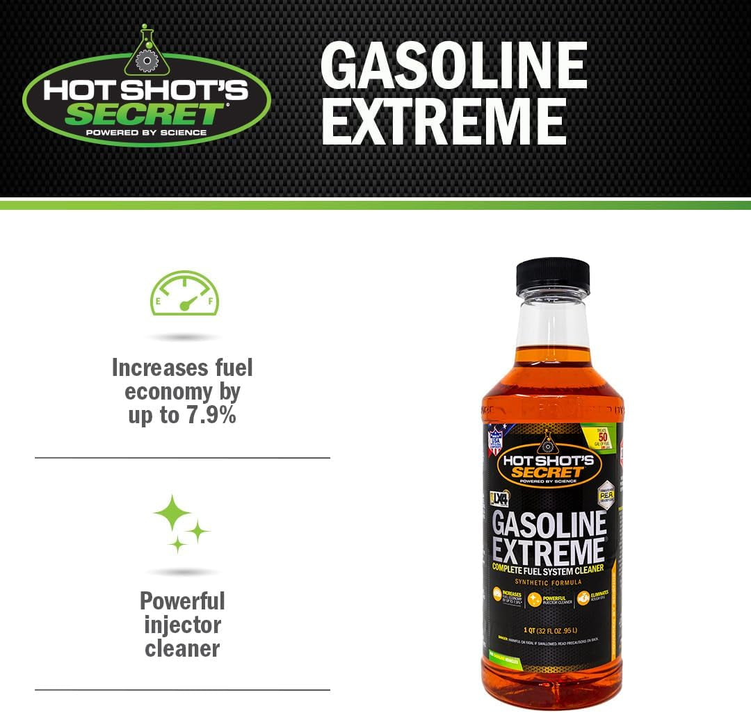 Hot Shot'S Secret Gasoline Extreme 32 Oz, Concentrated Fuel System Cleaner, Fuel Additive for Gasoline Engines, Fuel Injector Cleaner - Increases Fuel Economy & Restores Engine Performance