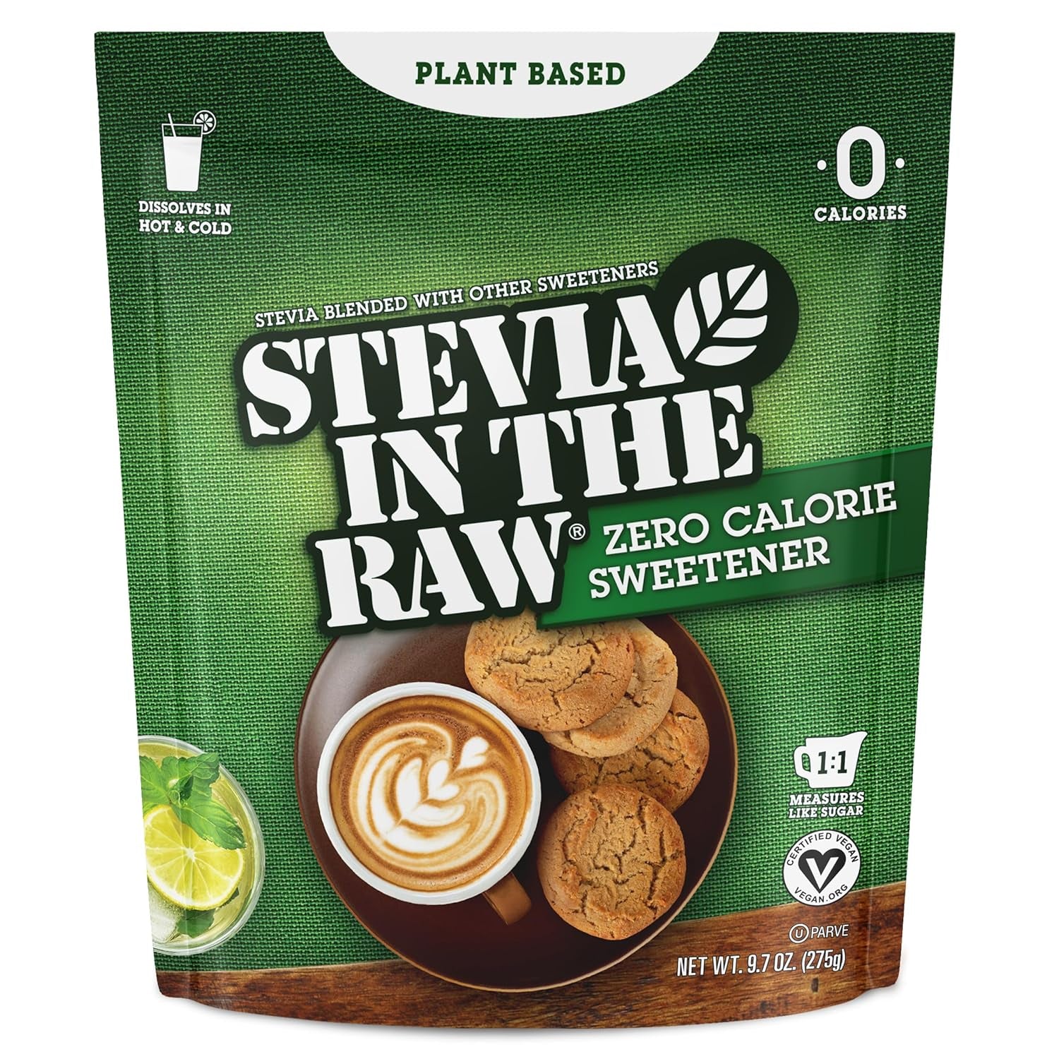 Stevia in the Raw Bakers Bag, Plant Based Zero Calorie Sweetener, No Added Flavors or Erythritol, Sugar-Free Sugar Substitute for Baking, Suitable for Diabetics, Vegan, Gluten-Free, 9.7Oz Bag (Pack of 1)