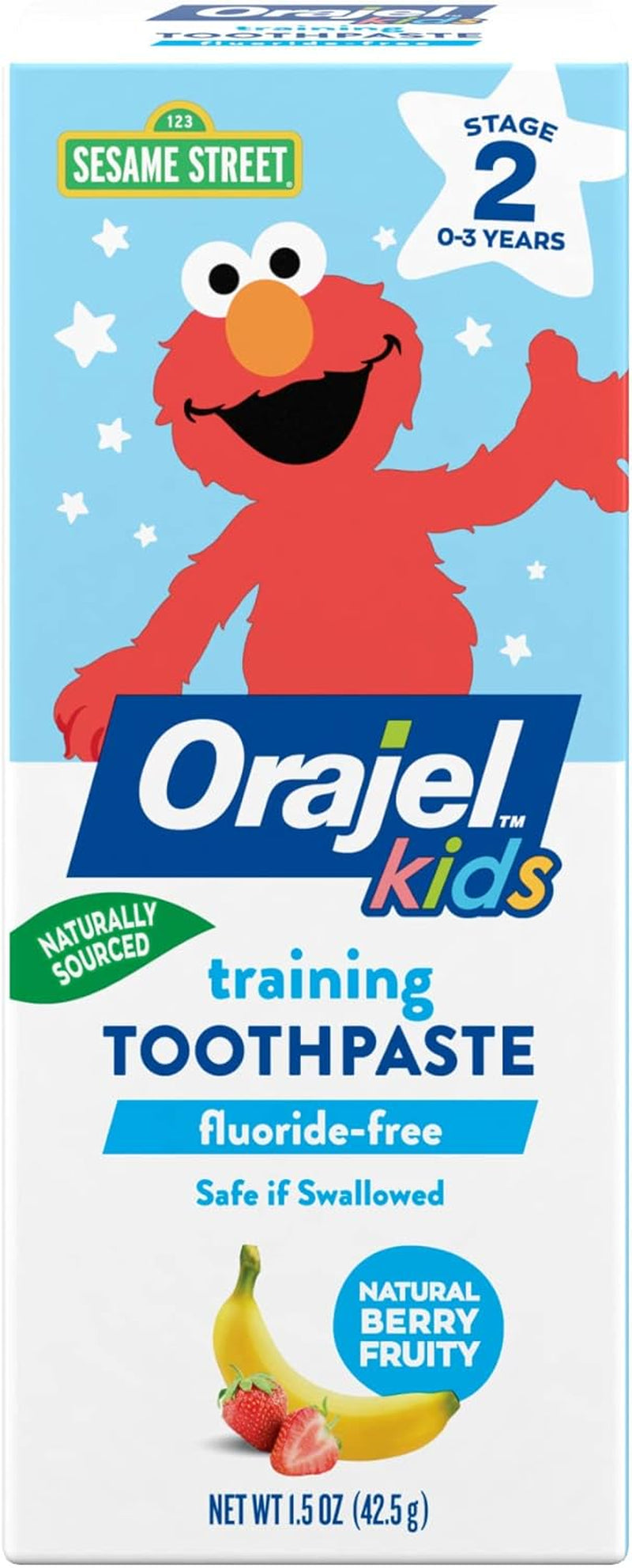 Orajel Kids Elmo Training Toothpaste Fluoride-Free; #1 Pediatrician Recommended Fluoride-Free Toothpaste*,