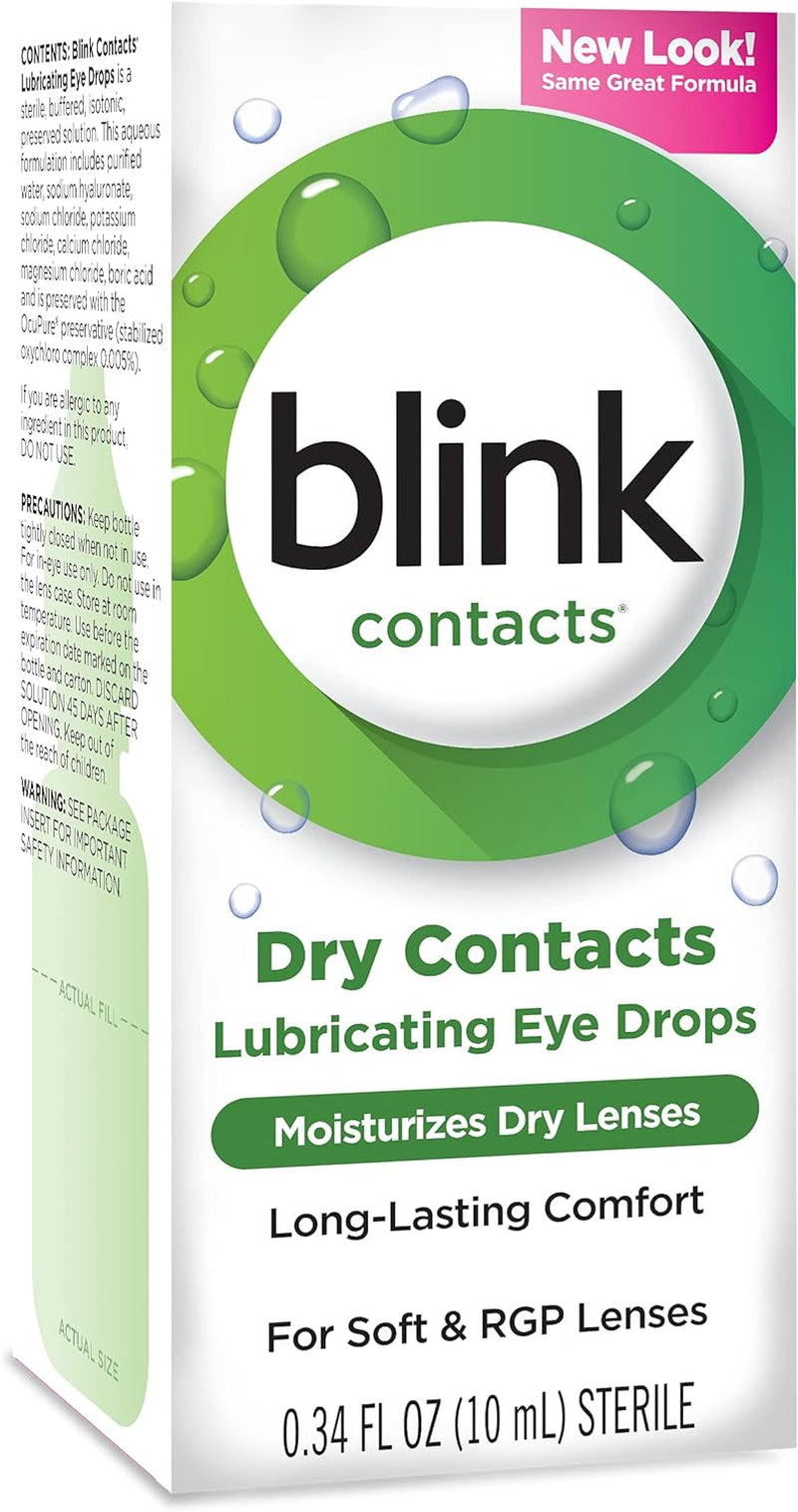 Blink Contacts Lubricating Eye Drops 0.34 Oz (Pack of 4)