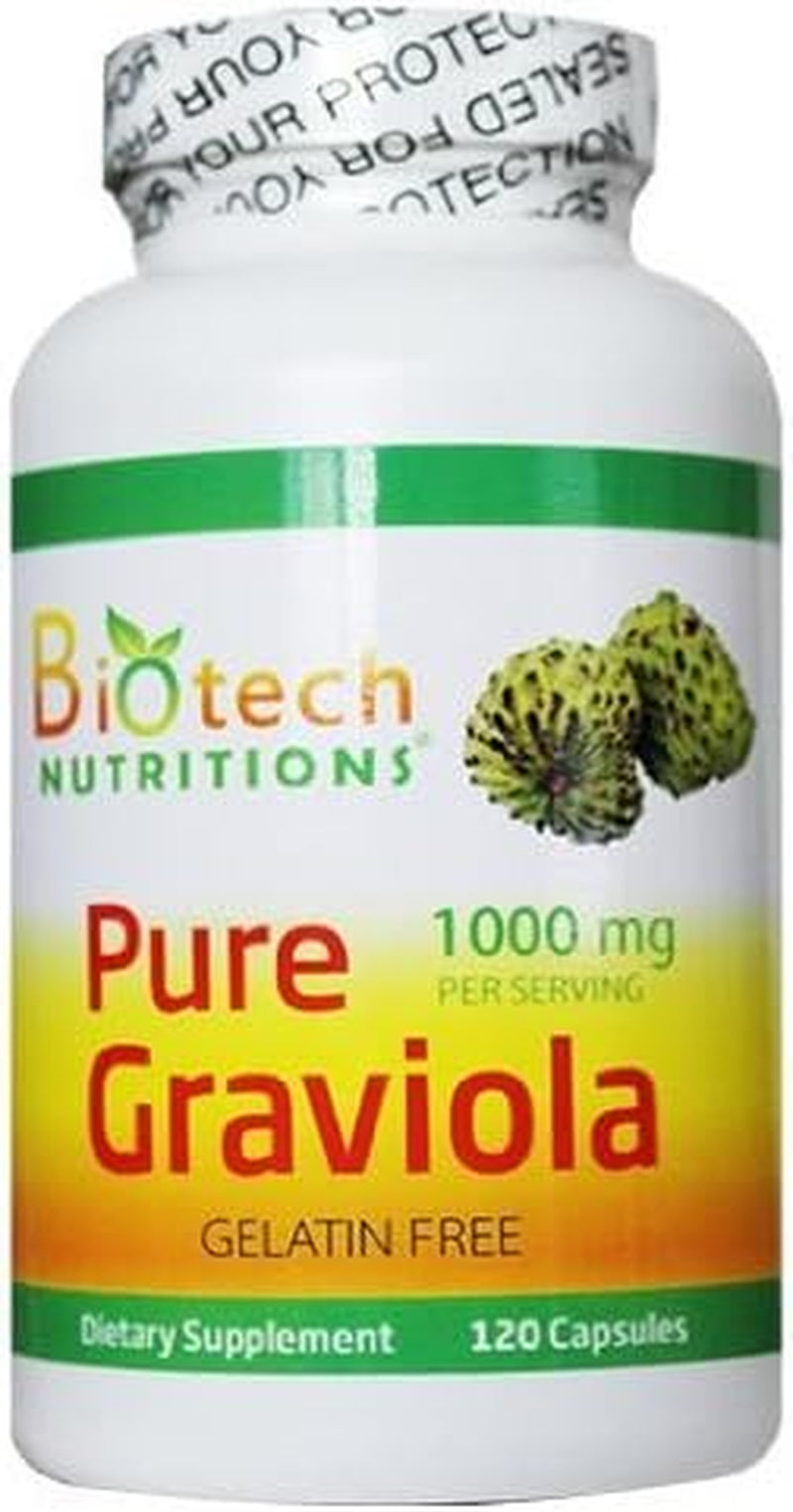 Pure Graviola Annona Muricata, 1000 Mg Serving, 120 Vegetable Capsules