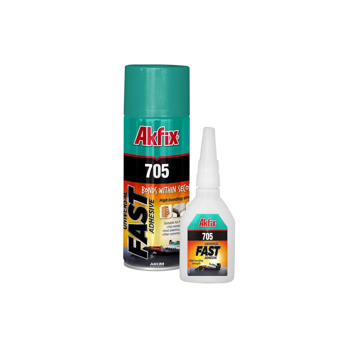 Akfix - GA055 705 Fast Adhesive CA Glue (0.7 Oz.) with Activator (3.38 Fl Oz.) [Clear Super Glue Adhesive and Accelerator Spray]