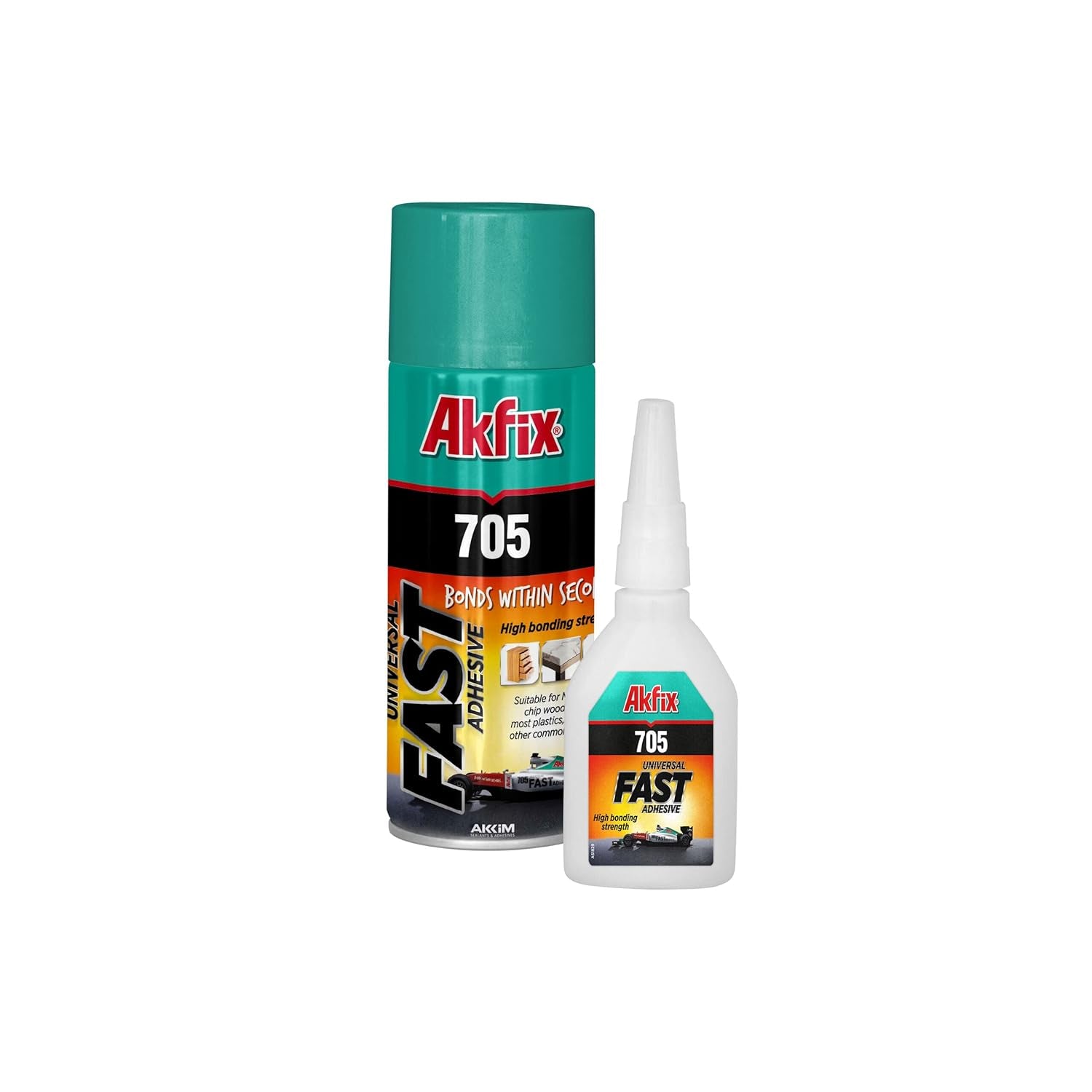 Akfix - GA055 705 Fast Adhesive CA Glue (0.7 Oz.) with Activator (3.38 Fl Oz.) [Clear Super Glue Adhesive and Accelerator Spray]