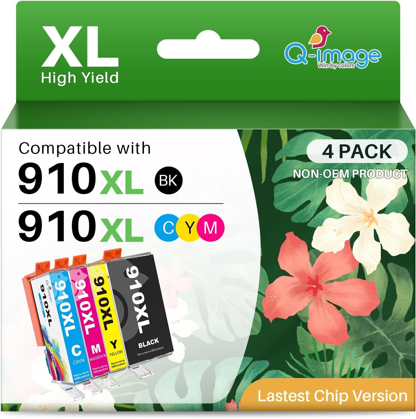 910XL 910 XL Ink Cartridges Combo Pack Compatible for HP 910 910XL Work with Officejet Pro 8010 8015 8020 8022 8025 8028 8030 8035 Printer (Black, Cyan, Magenta, Yellow, 4 Pack)