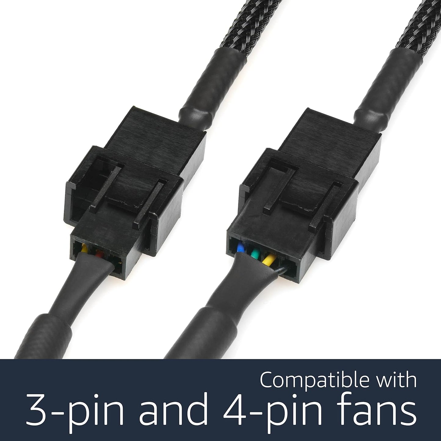 CRJ 12V Step-Up USB Fan Power Adapter Cable - 24-Inch (60Cm), Black Sleeved - Full Fan Speed Adapter for 3-Pin/4-Pin PC Cooling Fans