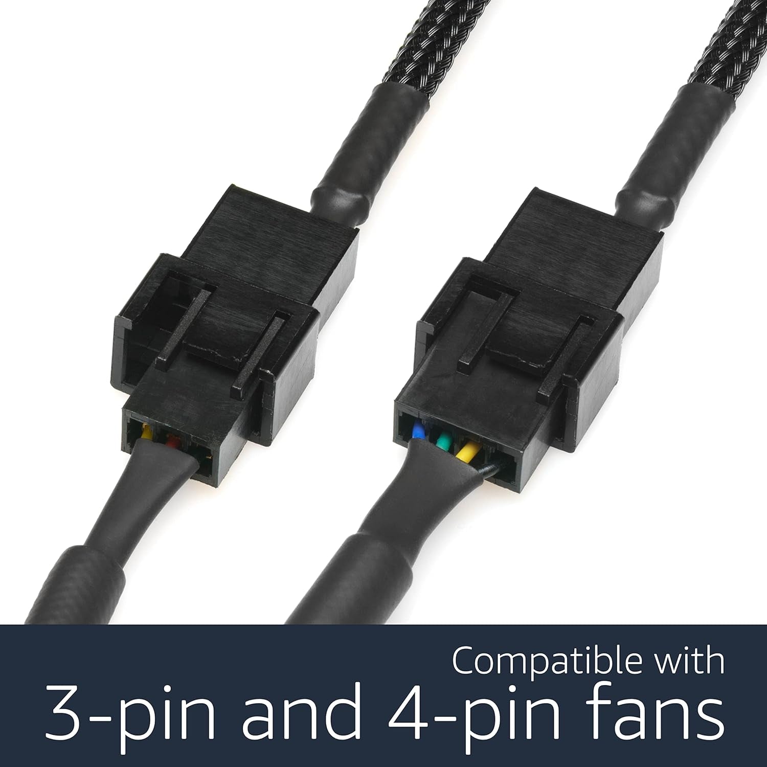 CRJ 12V Step-Up USB Fan Power Adapter Cable - 24-Inch (60Cm), Black Sleeved - Full Fan Speed Adapter for 3-Pin/4-Pin PC Cooling Fans