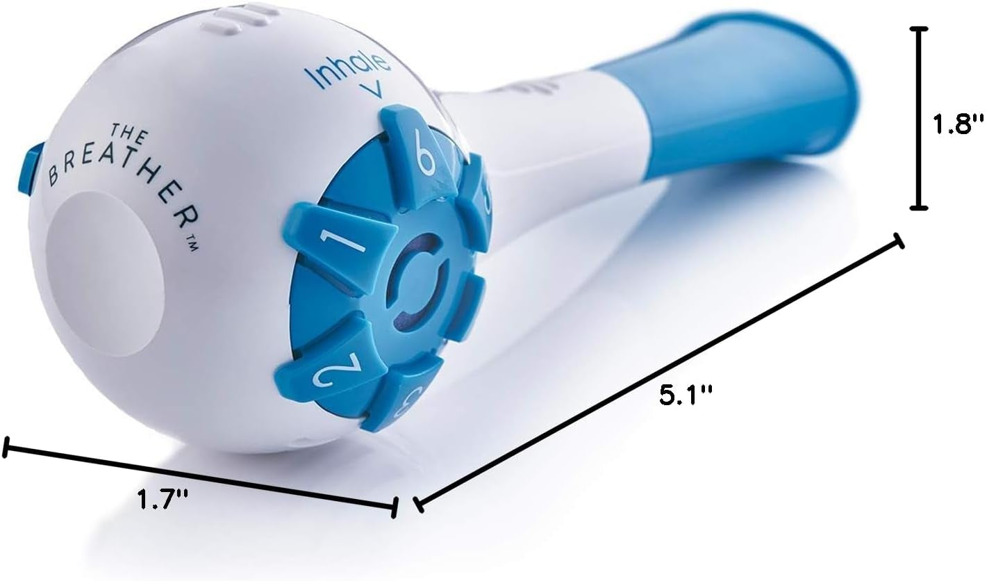 THE BREATHER │ Natural Breathing Exerciser Trainer for Drug-Free Respiratory Therapy │ Breathe Easier with Stronger Lungs │ Guided Mobile Training App Included