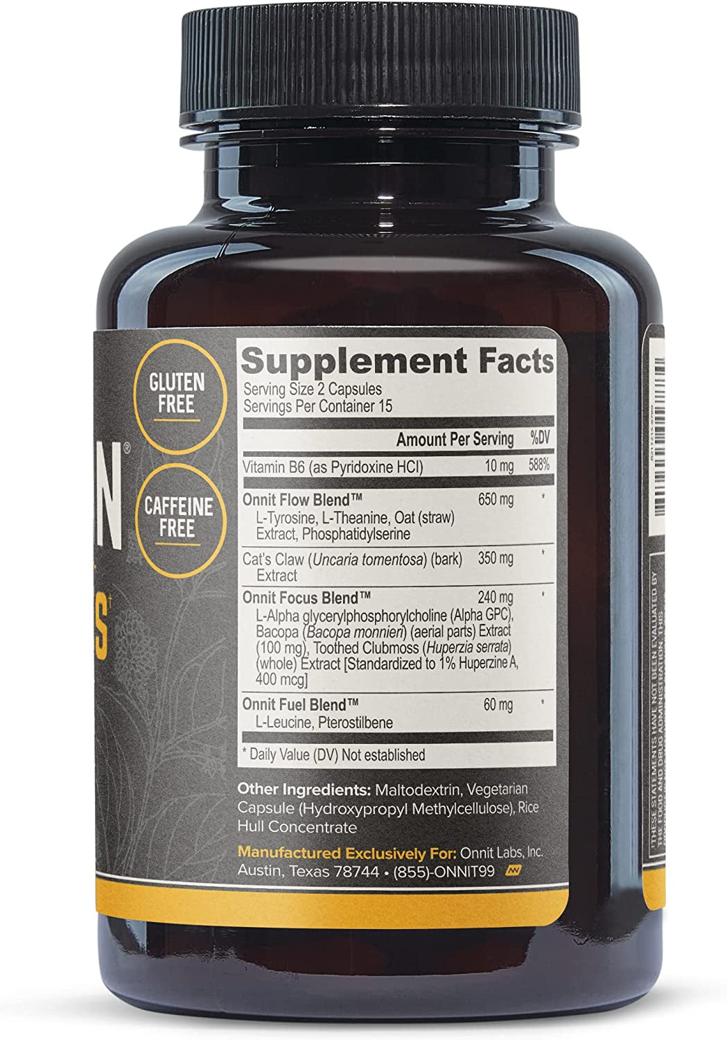 ONNIT Alpha Brain Nootropic Brain Supplement for Men & Women | Memory, Mental Clarity & Cognitive Improvement | Focus Capsules with L-Theanine, Vitamin B6 & Phosphatidylserine (30 Count)