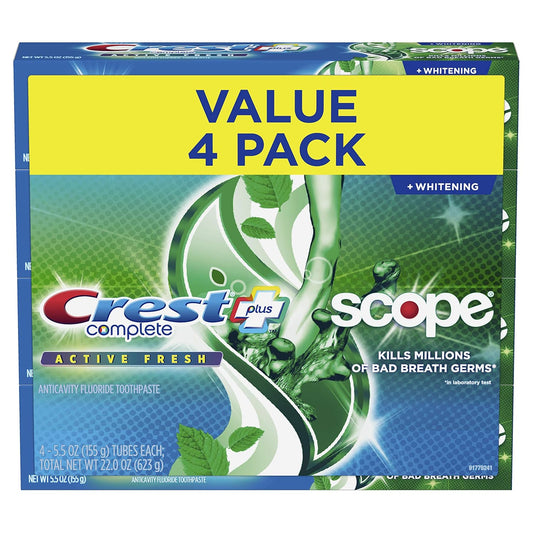 Crest Complete Active Fresh + Whitening Toothpaste, 5.5Oz (Pack of 4)