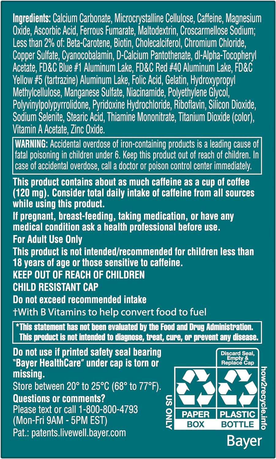 One a Day Women’S Active Metabolism Multivitamin, Supplement with Vitamin A, C, D, E and Zinc for Immune Health Support*, Iron, Calcium, Folic Acid & More, 50 Count (Packaging May Vary)
