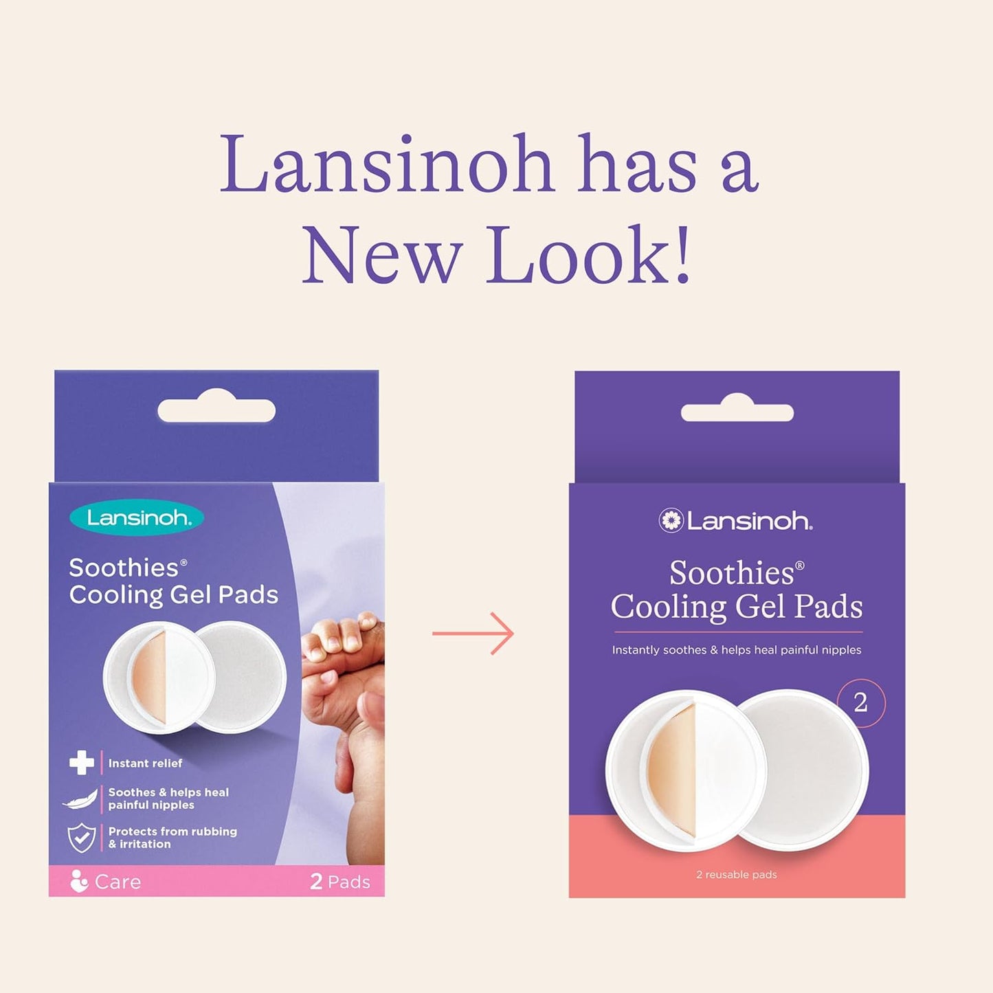 Lansinoh Soothies Cooling Gel Pads, Breastfeeding Essentials, Provides Cooling Relief for Sore Nipples, 2 Count (Pack of 1)