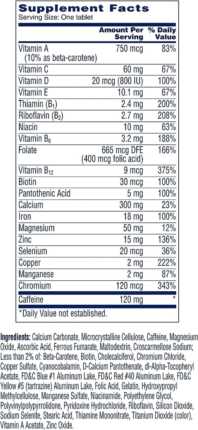 One a Day Women’S Active Metabolism Multivitamin, Supplement with Vitamin A, C, D, E and Zinc for Immune Health Support*, Iron, Calcium, Folic Acid & More, 50 Count (Packaging May Vary)
