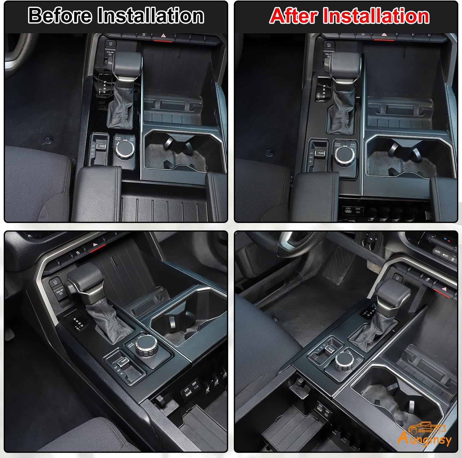 Aunginsy Central Control Gear Shift Panel Trim Cover Compatible with Toyota Tundra/Sequoia 2022-2024 Truck Gear Shifter Console Anti-Scratch Panel Frame Decorative Sticker Protection ABS Accessories