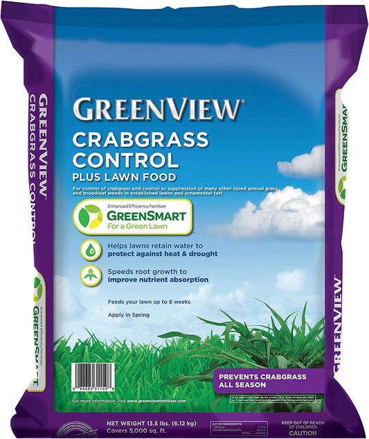 Greenview 2131251 Lawn Food Crabgrass Control, 13.5 Lb. -Covers 5,000 Sq. Ft