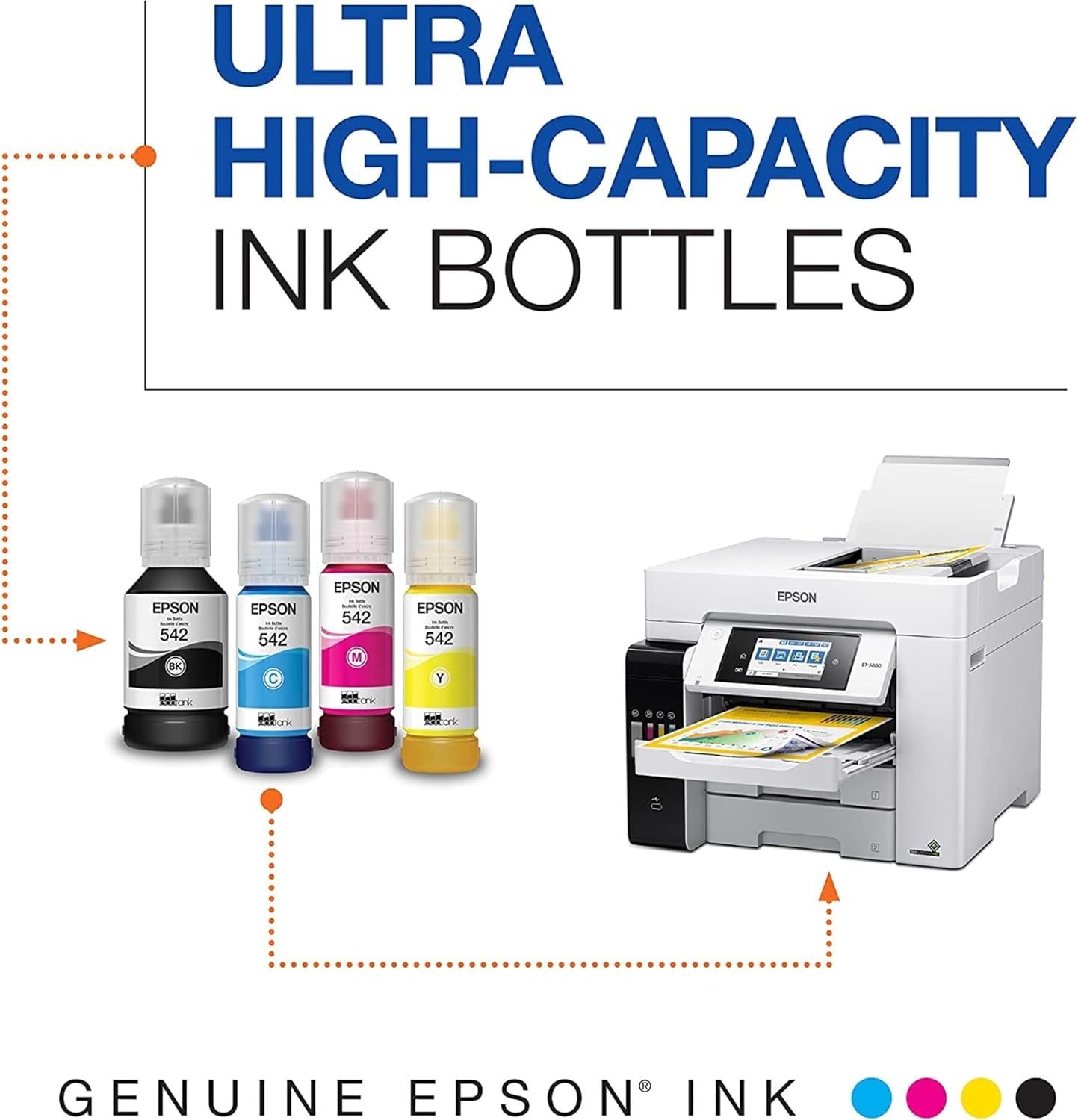 EPSON 542 Ecotank Ink Ultra-High Capacity Bottle Black (T542120-S) Works with Ecotank Pro ET-5150, ET-5170, ET-5180, ET-5800, ET-5850, ET-5880, ET-16600, ET-16650