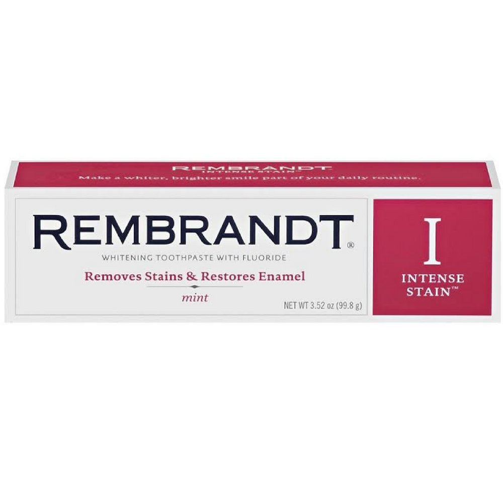 REMBRANDT Intense Stain Whitening Toothpaste with Fluoride, Removes Tough Stains, Rehardens and Strengthens Enamel, 3.5 Ounce - (Pack of 2)