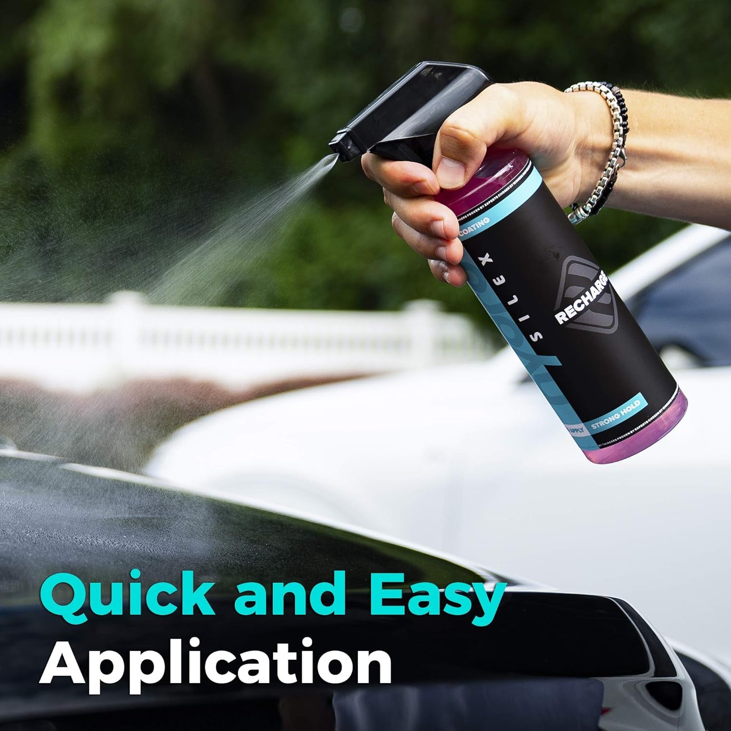 Hydrosilex Recharge Car Ceramic Coating - Wet/Dry Applied Protective Ultra Hydrophobic Ceramic Detail Spray Replaces Wax & Sealants - DIY Friendly Car Care Products 6 Months of Protection - 16 Ounces