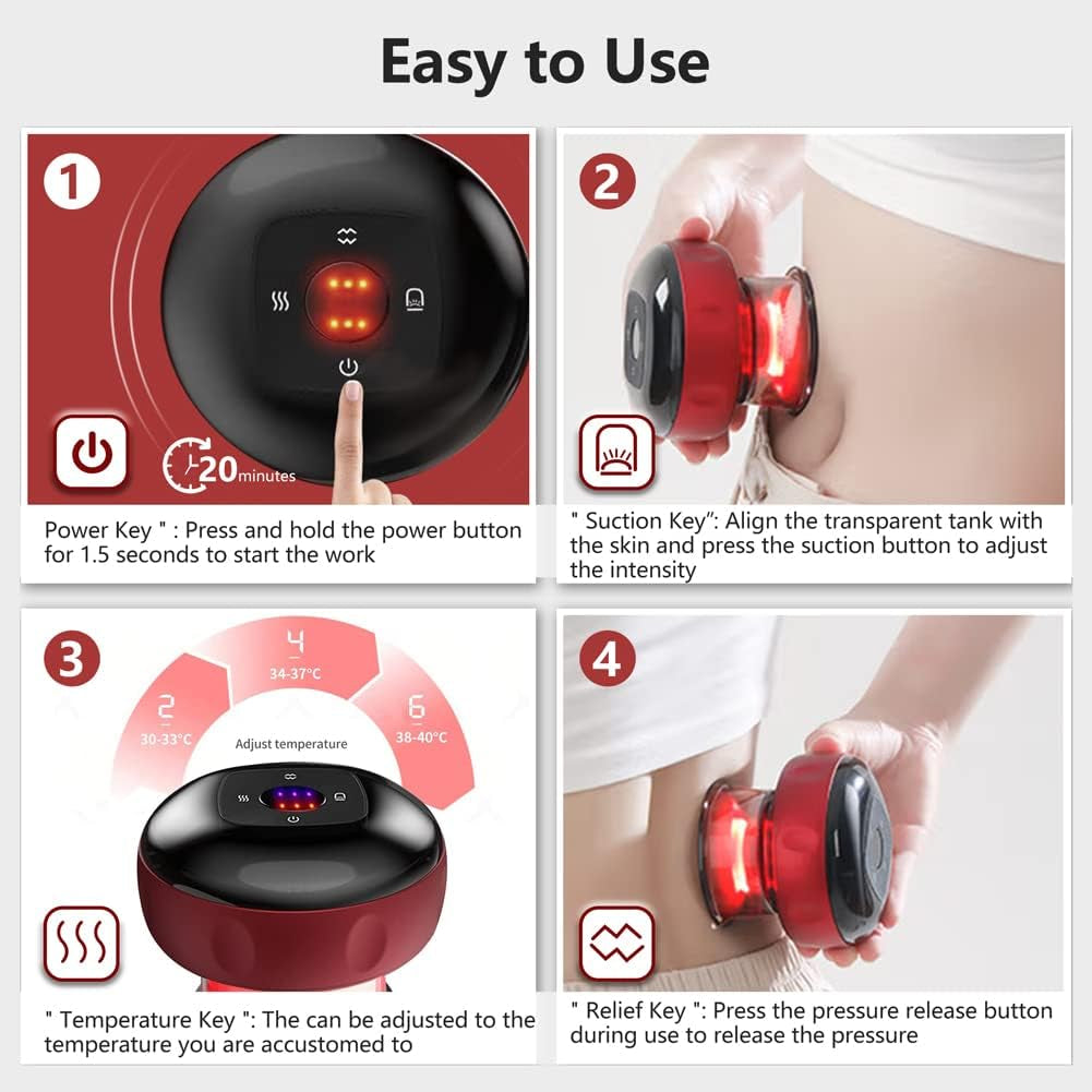 Smart Dynamic Cupping Therapy Set, Electric 3 in 1 Cupping Set for Cellulite Reduction with Infrared Heat Rechargeable New Cupping Device Cellulite Massager Gua Sha Massage Tool for Pain Relief