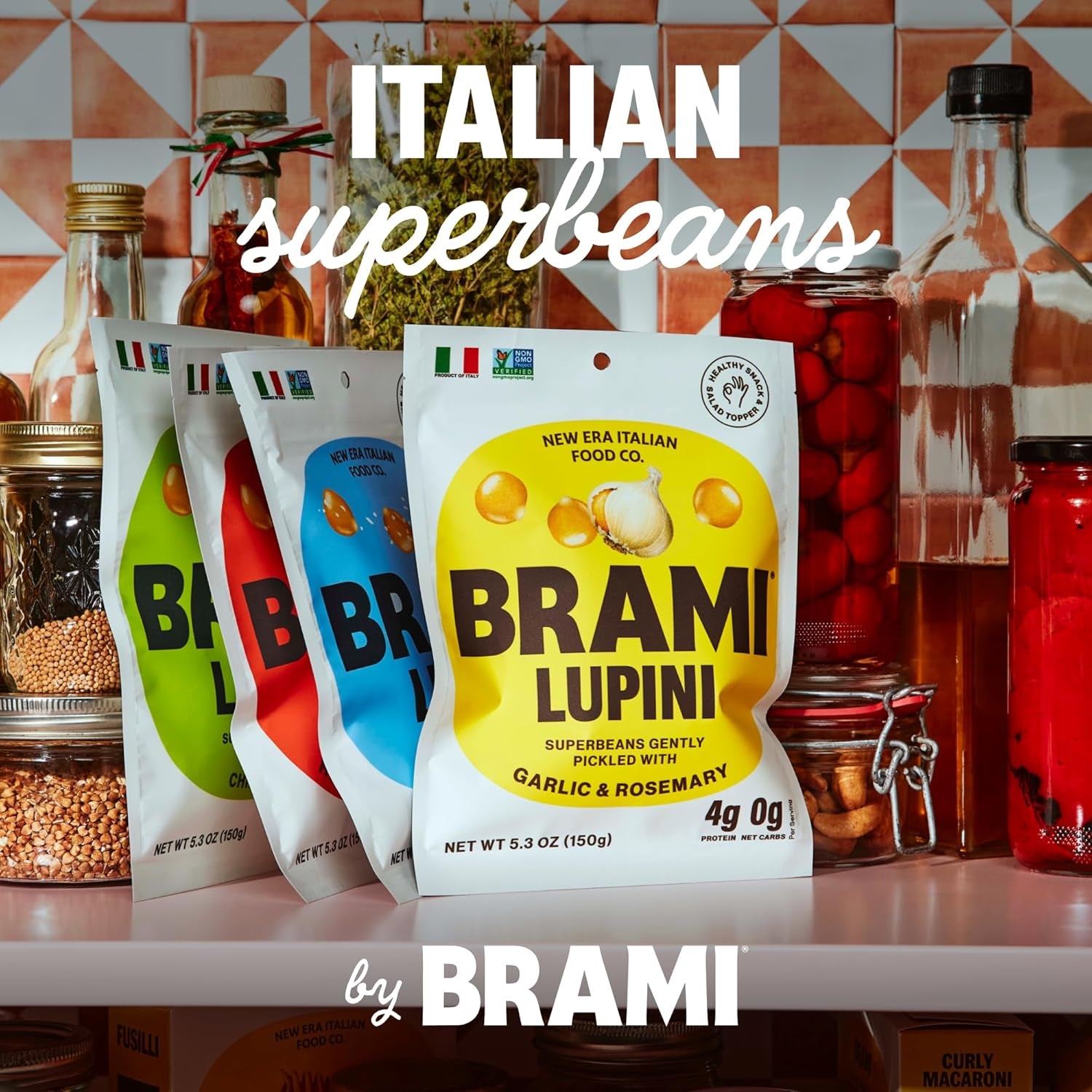 BRAMI Lupini Beans Snack, Sea Salt & Vinegar, 7G Plant Based Protein, 0G Net Carbs, Vegan, Vegetarian, Keto, Mediterranean Diet, Non Perishable, 5.3Oz