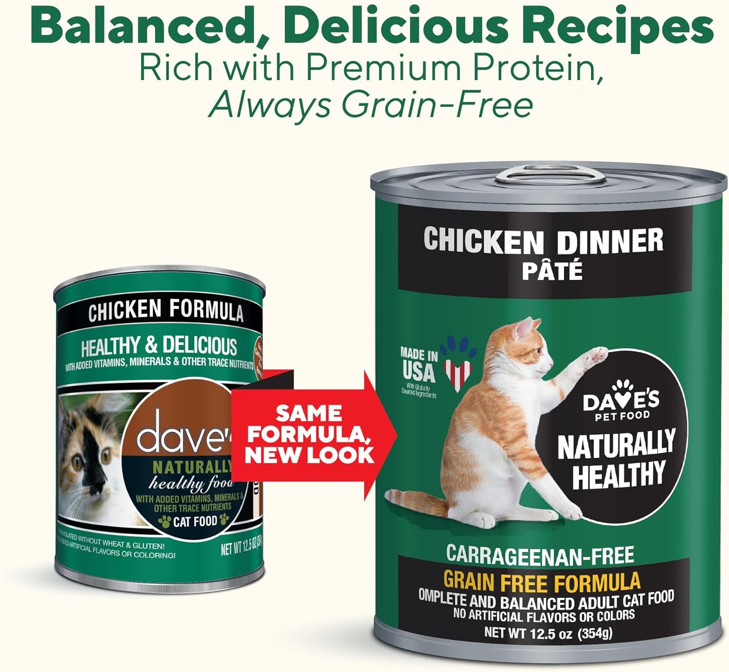 Dave'S Pet Food Grain Free Wet Cat Food (Chicken), Made in USA Naturally Healthy Canned Cat Food, Added Vitamins & Minerals, Wheat & Gluten-Free, 12.5 Oz Cans (Case of 12)