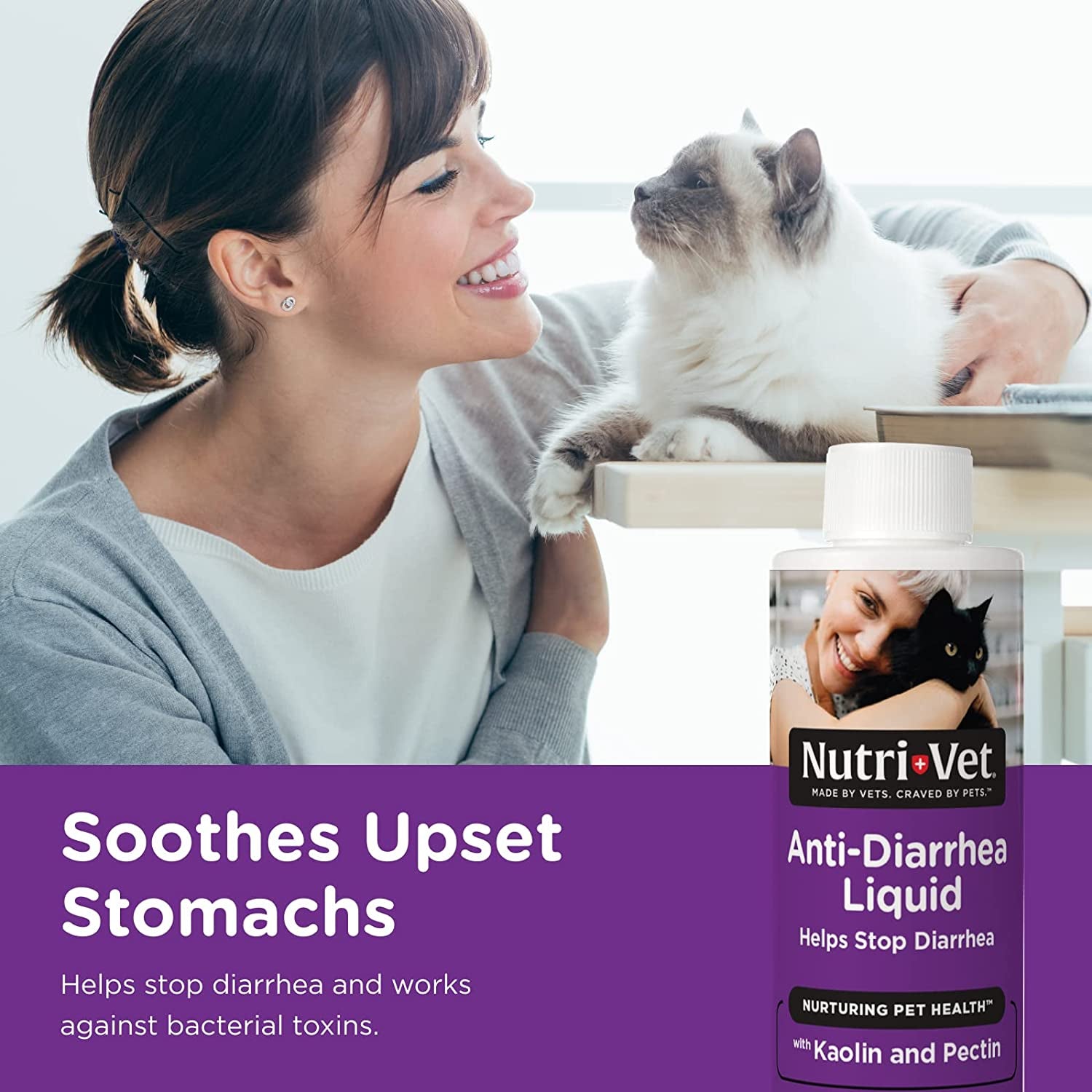 Nutri-Vet anti Diarrehea Liquid for Cats | Detodxifying Agent Works against Bacterial Toxins | 4 Ounces