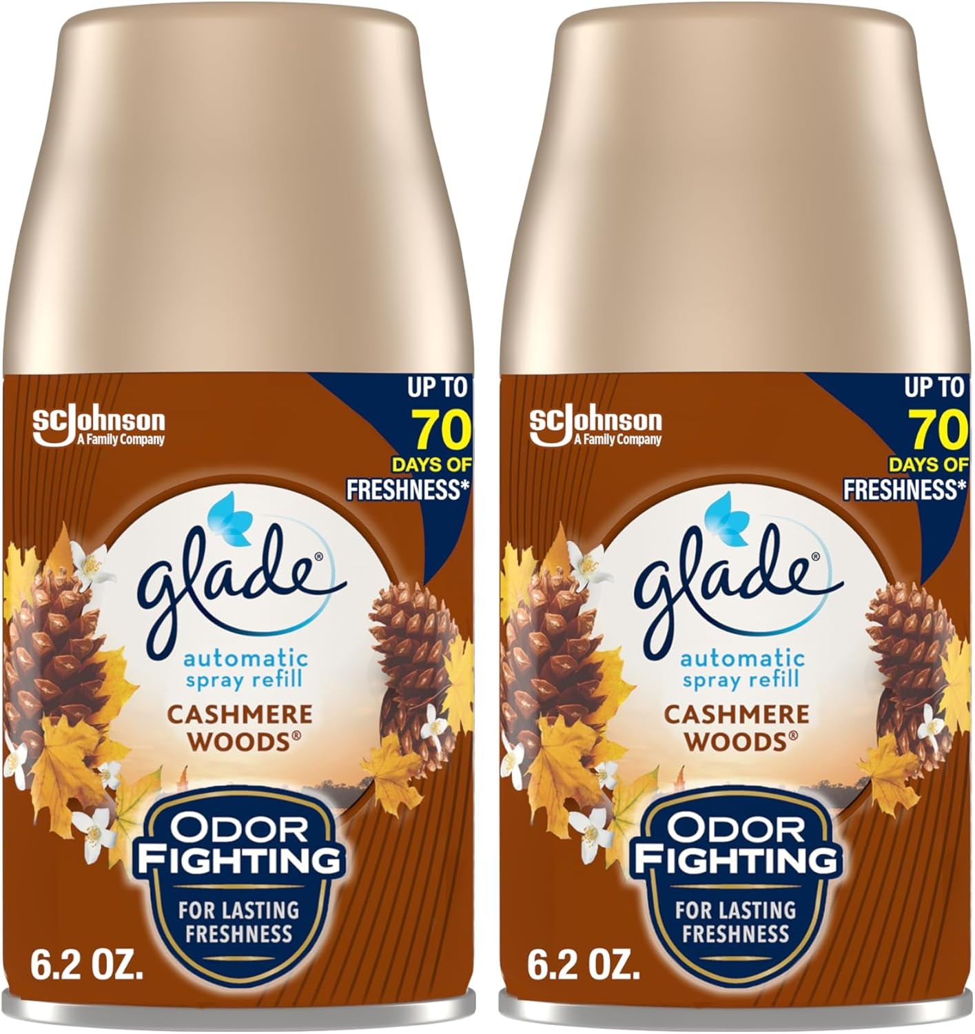 Glade Automatic Spray Refill, Air Freshener for Home and Bathroom, Cashmere Woods, 6.2 Oz, 2 Count