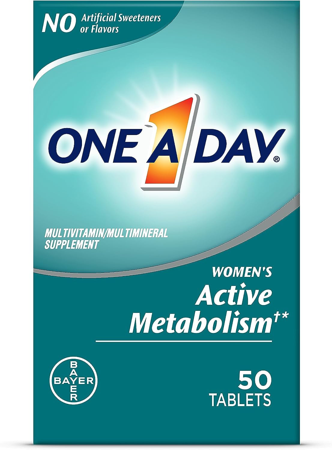 One a Day Women’S Active Metabolism Multivitamin, Supplement with Vitamin A, C, D, E and Zinc for Immune Health Support*, Iron, Calcium, Folic Acid & More, 50 Count (Packaging May Vary)