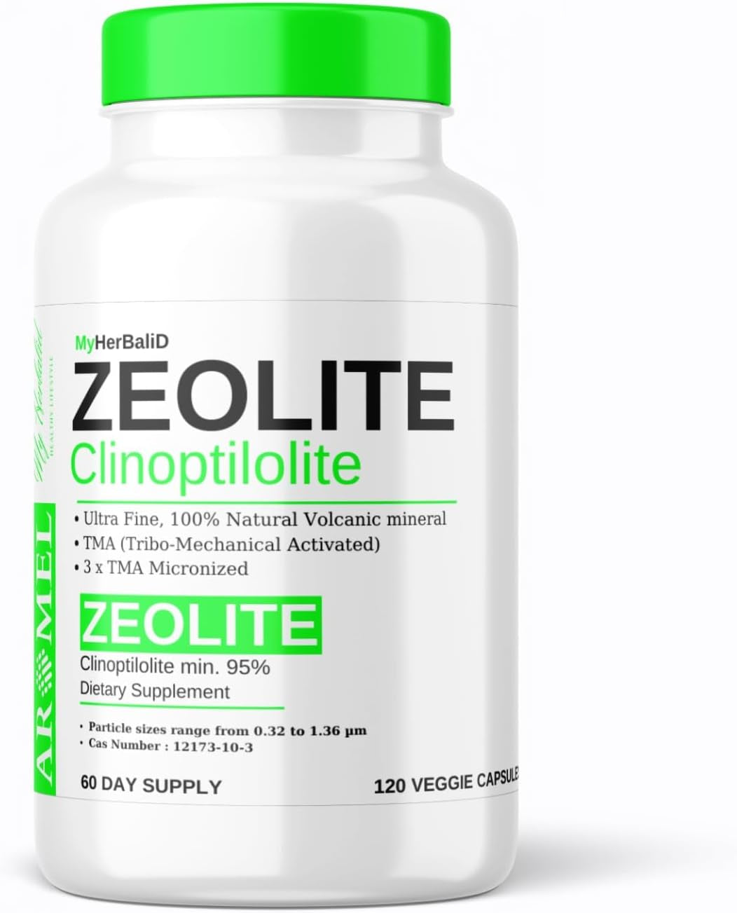 Zeolite Powder 120 Capsules | Detox | Clinoptilolite 95% | 3X Activated | Natural Mineral Dust Less-Than 1 Μm