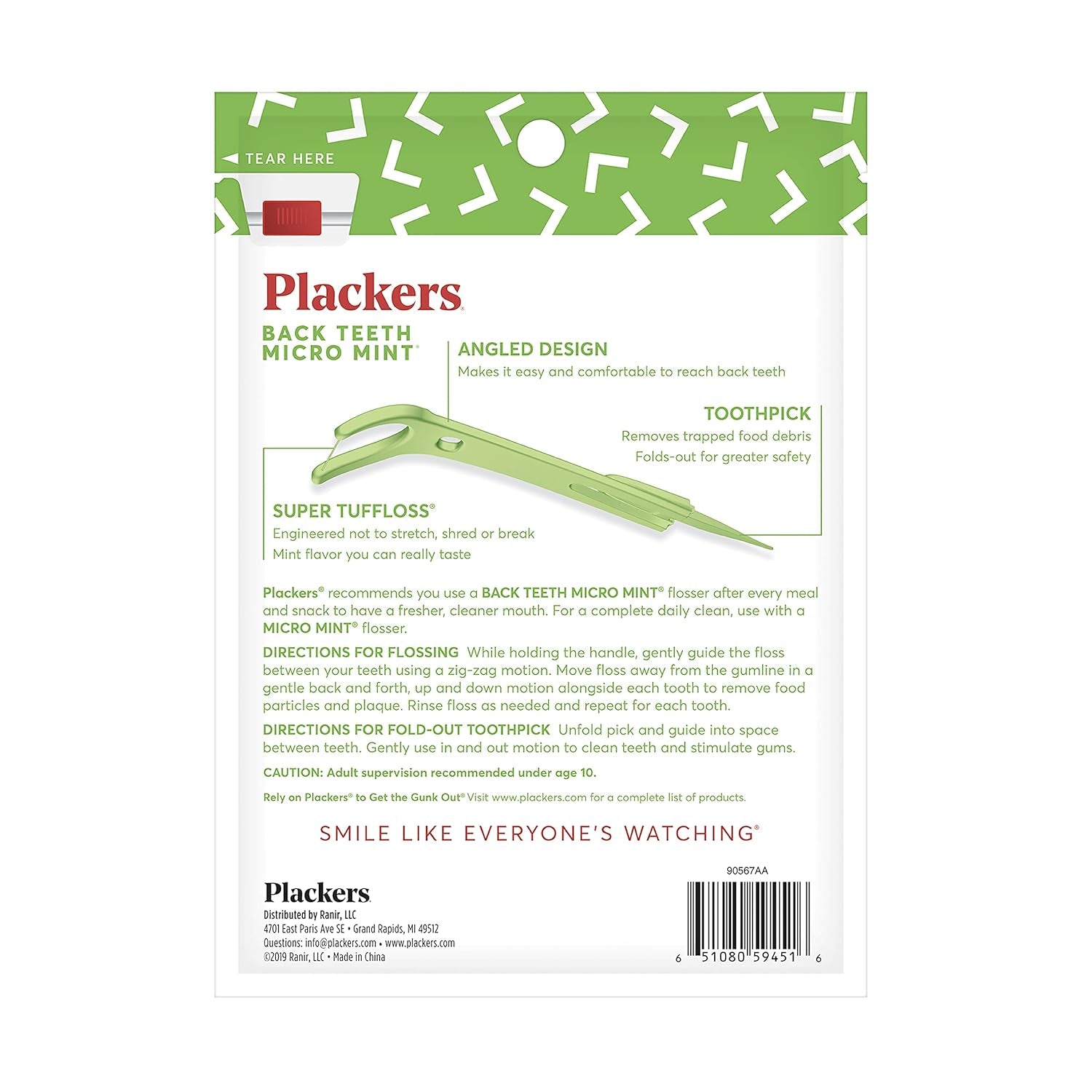 Plackers Back Teeth Micro Dental Flossers, Delicious Mint Flavor, Provides Easy Access for Back Teeth, Built-In Protected Pick, Easy Storage, 75 Count (Pack of 1)