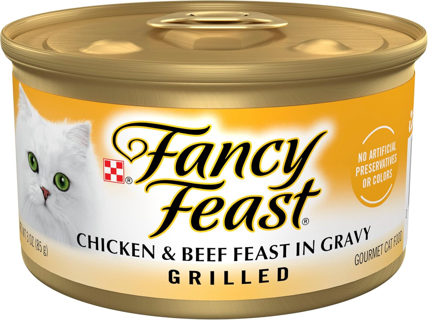 Purina Fancy Feast Grilled Wet Cat Food Chicken and Beef in Wet Cat Food Gravy - (Pack of 24) 3 Oz. Cans