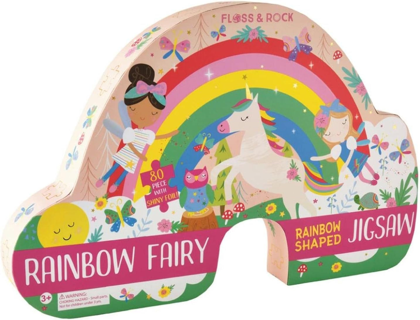 Floss & Rock 40P3602 80-Pieces Rainbow Fairy Shaped Jigsaw Puzzle Toy with Shaped Box