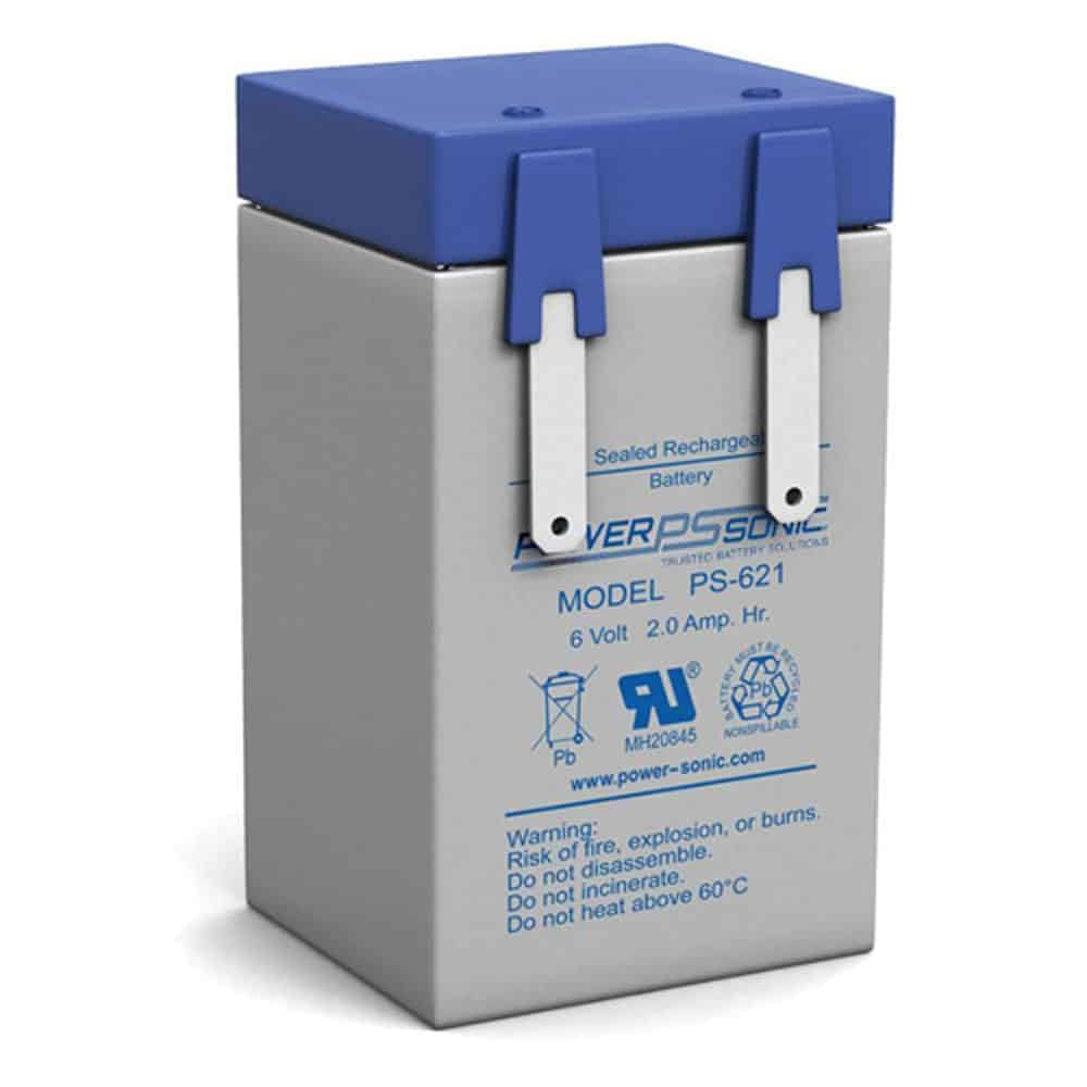 Power Sonic Rechargeable Sealed Lead Acid Battery PS-621 6V 2.00 AH @ 20-Hr. 6V 1.86 AH @ 10-Hr