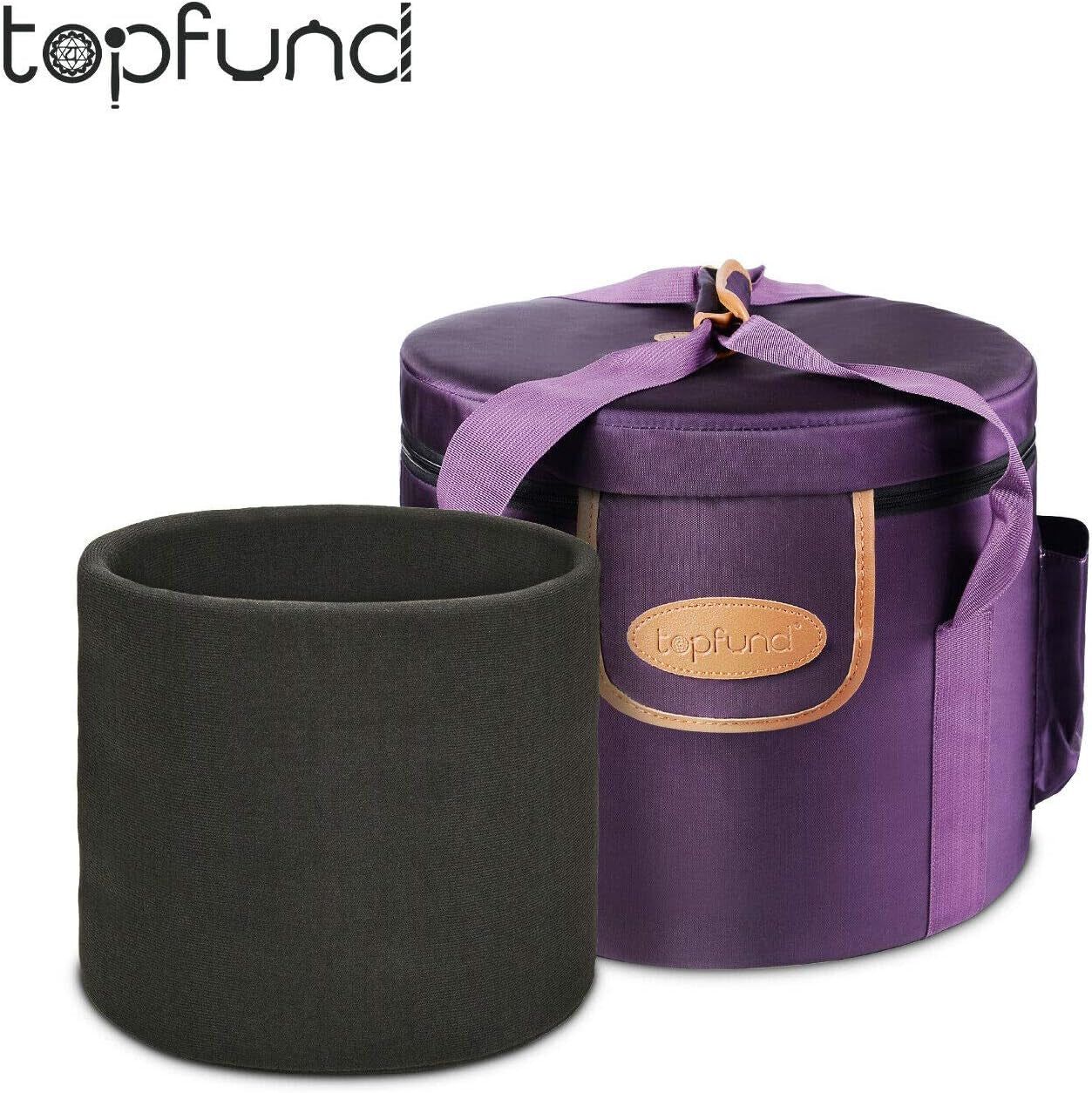 TOPFUND Purple Heavy Duty Crystal Singing Bowl Carrying Case 10 Inch with Sponge Padded Sleeve 8"