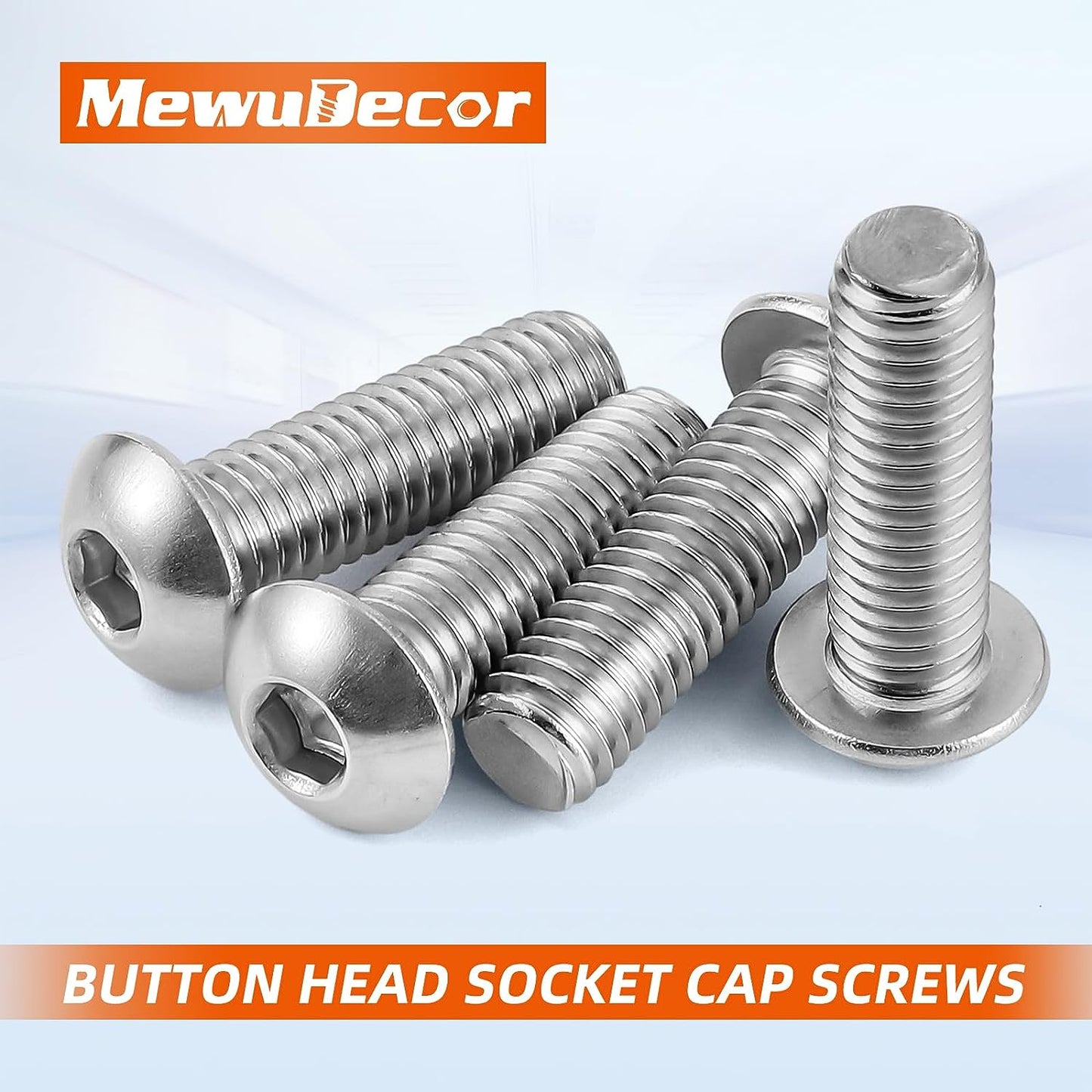 M5-0.8 X 16Mm Button Head Socket Cap Screws, Stainless Steel 18-8 (304), Bright Finish, Fully Threaded, 50 PCS